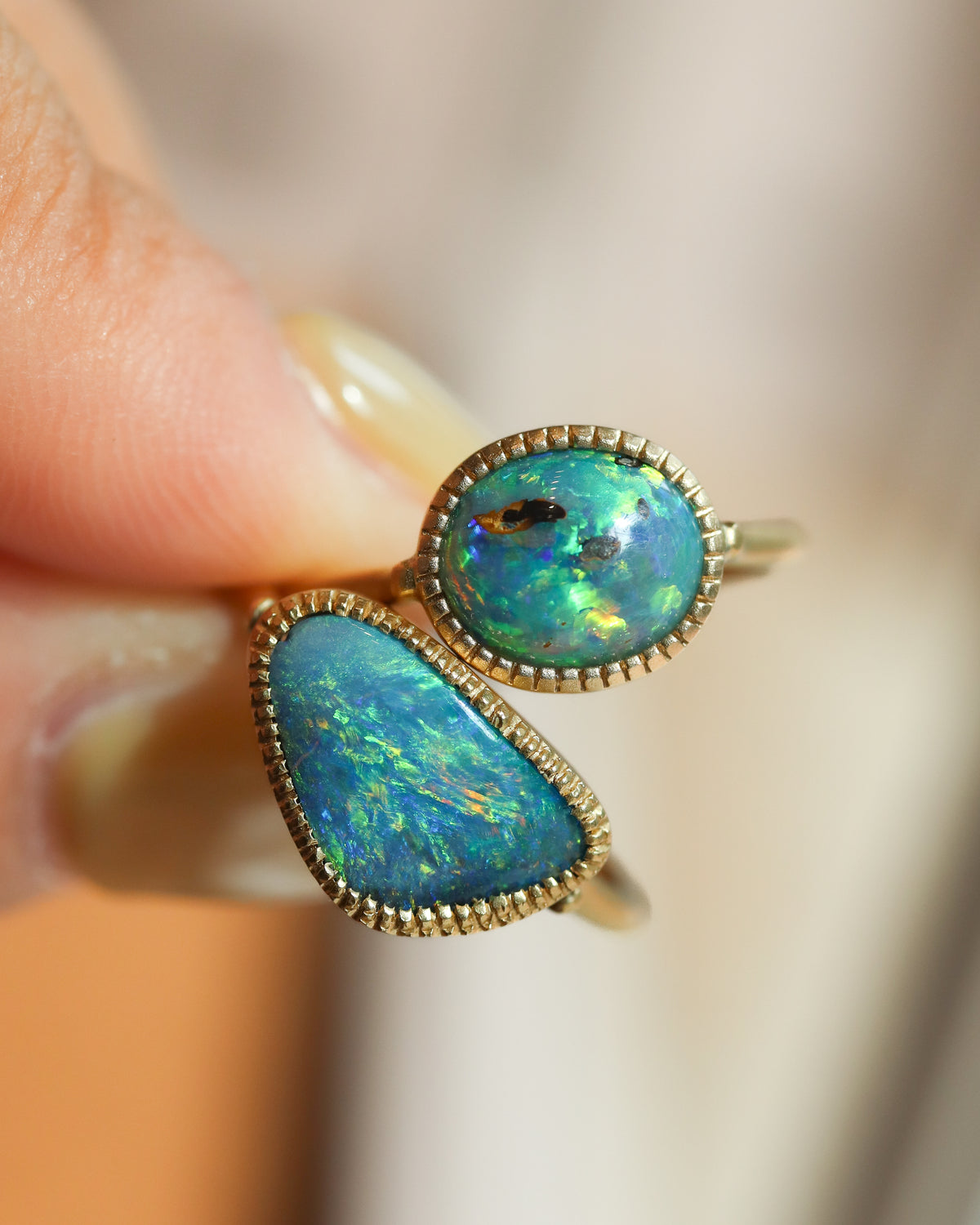 Milgrain Ring - Boulder Opal -