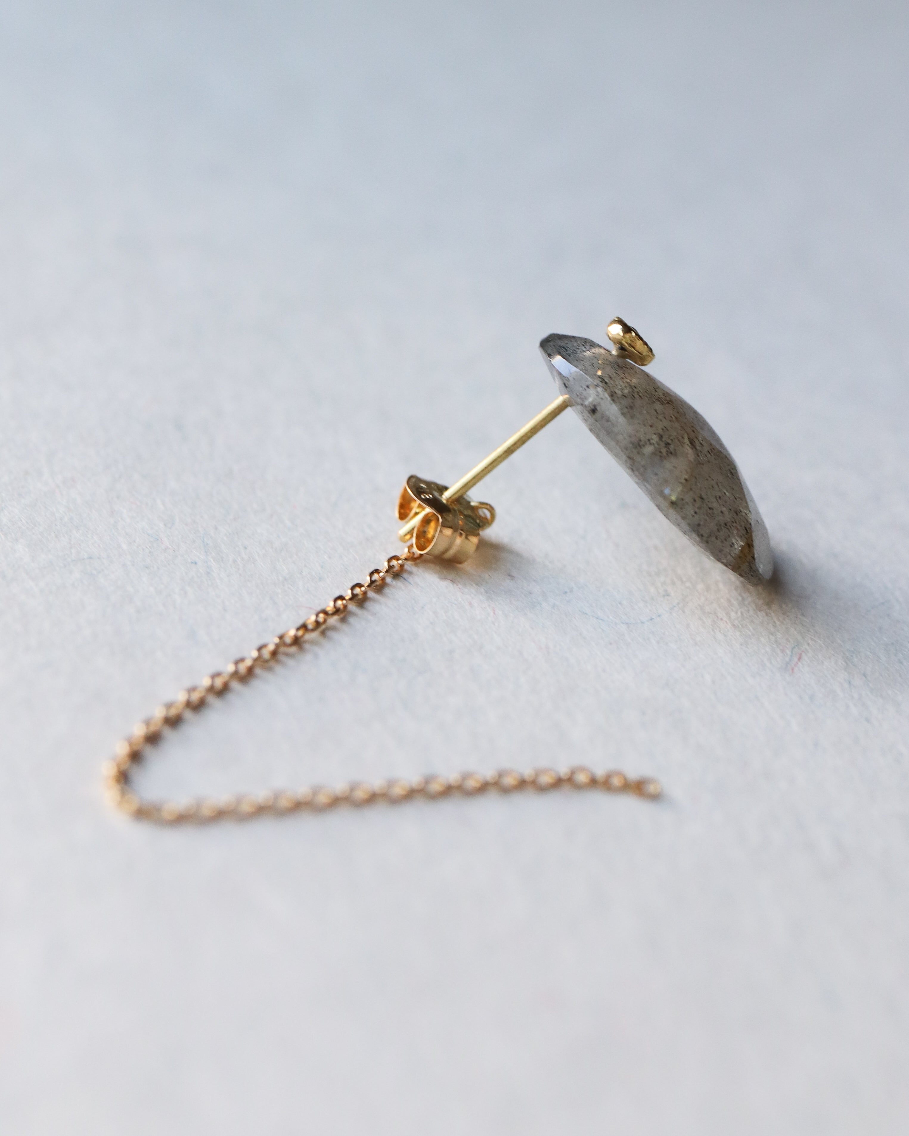 Flat Pierced Earring - Labradorite -