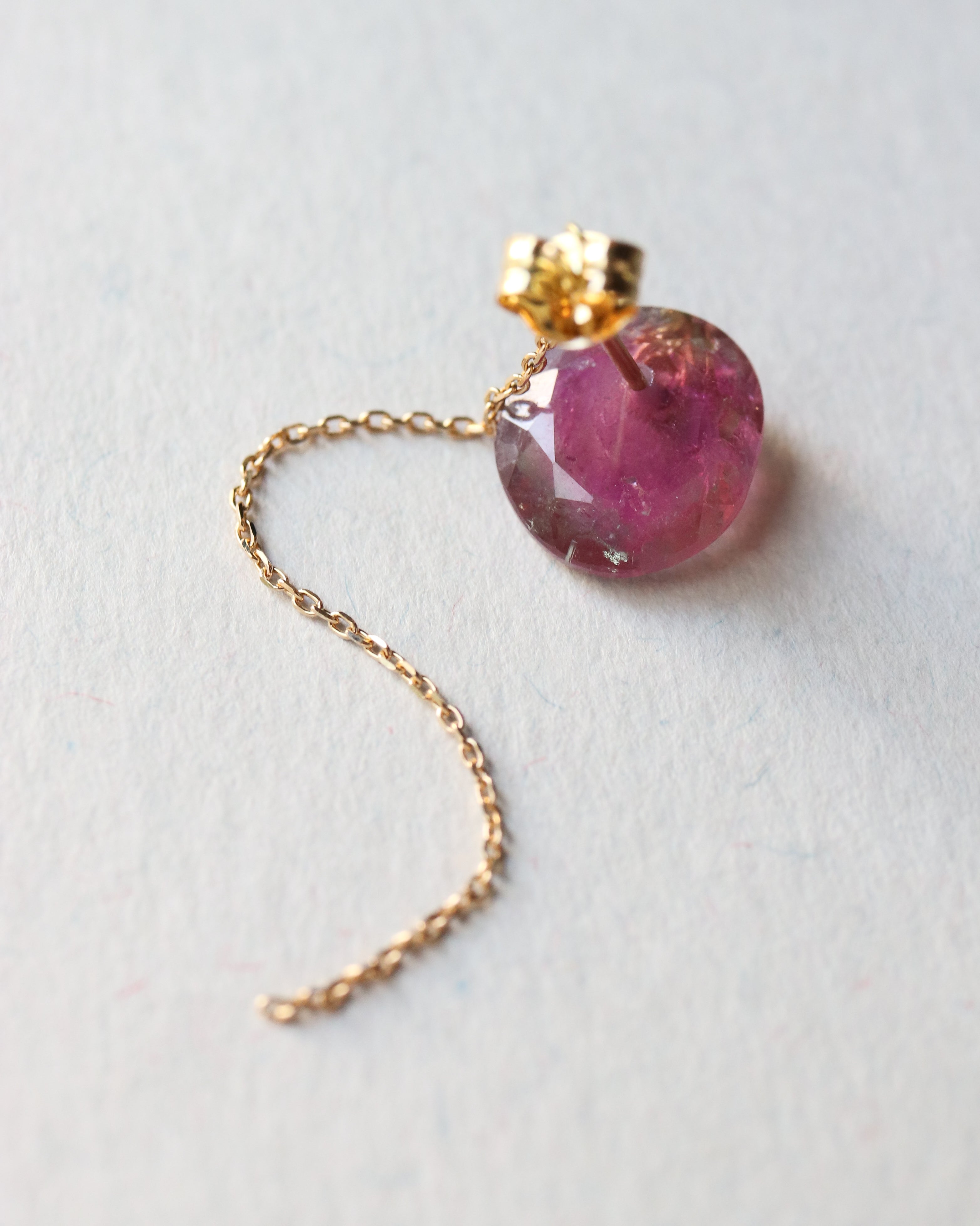 Flat Pierced Earrings - Bicolor Tourmaline -