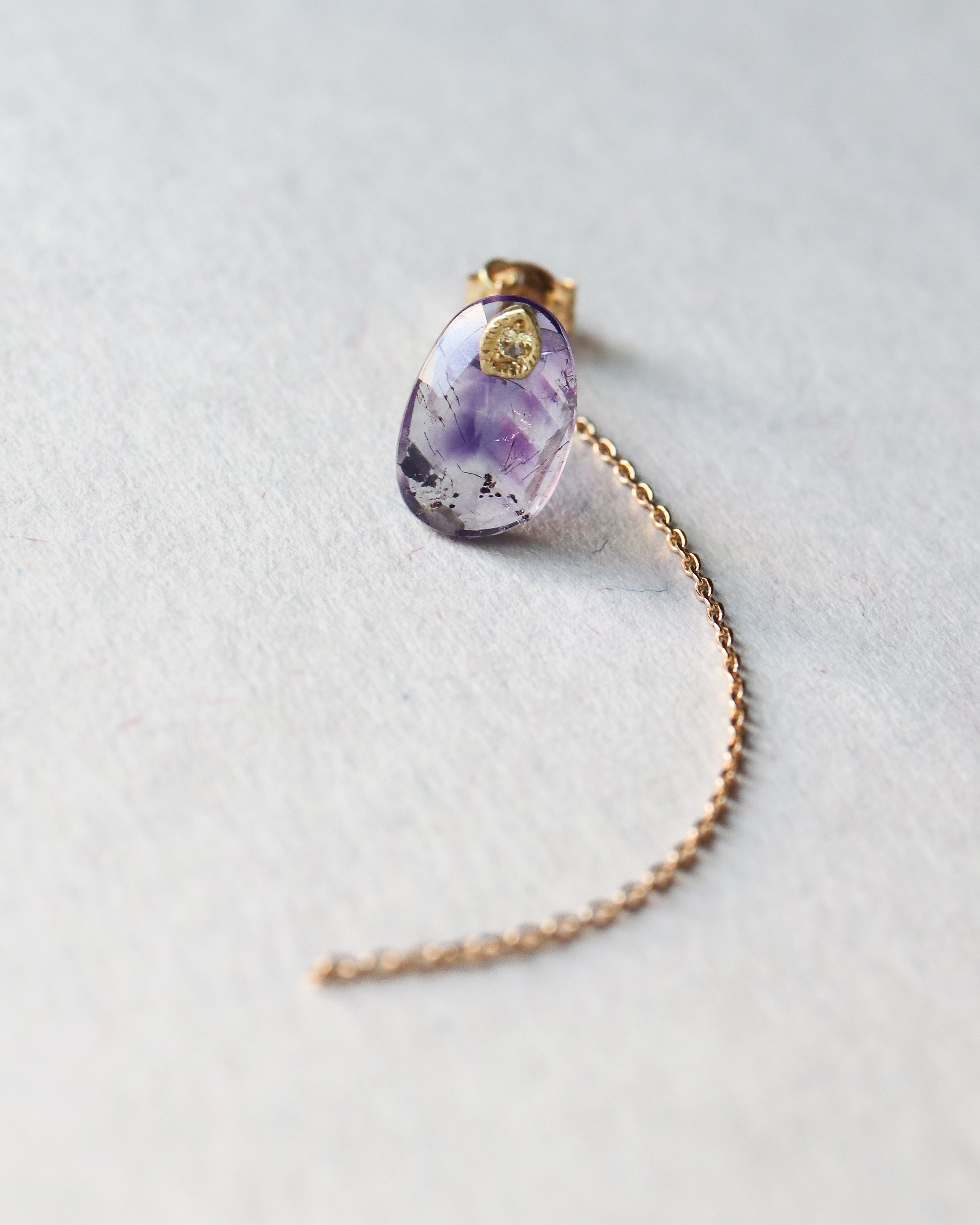 Flat Pierced Earring - Bicolor Amethyst -
