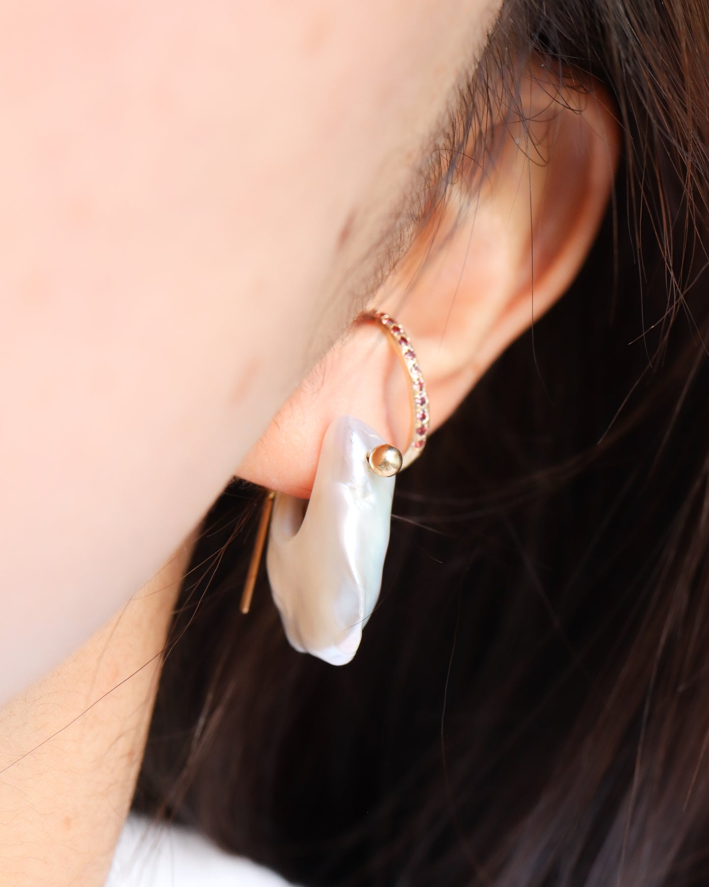 Rock Pierced Earring - Freshwater Baroque Pear / A -