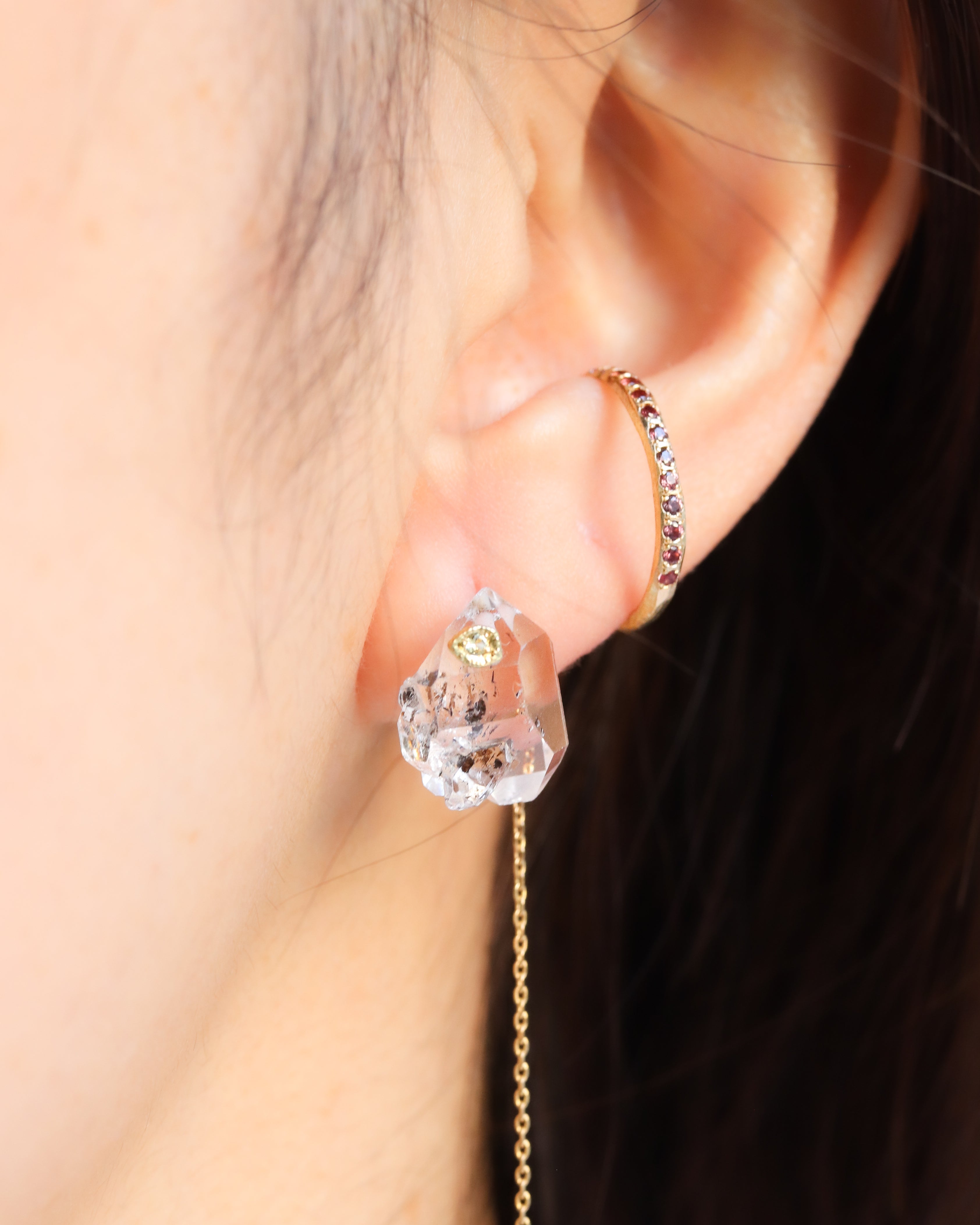 Flat Pierced Earring - Diamond Quartz -