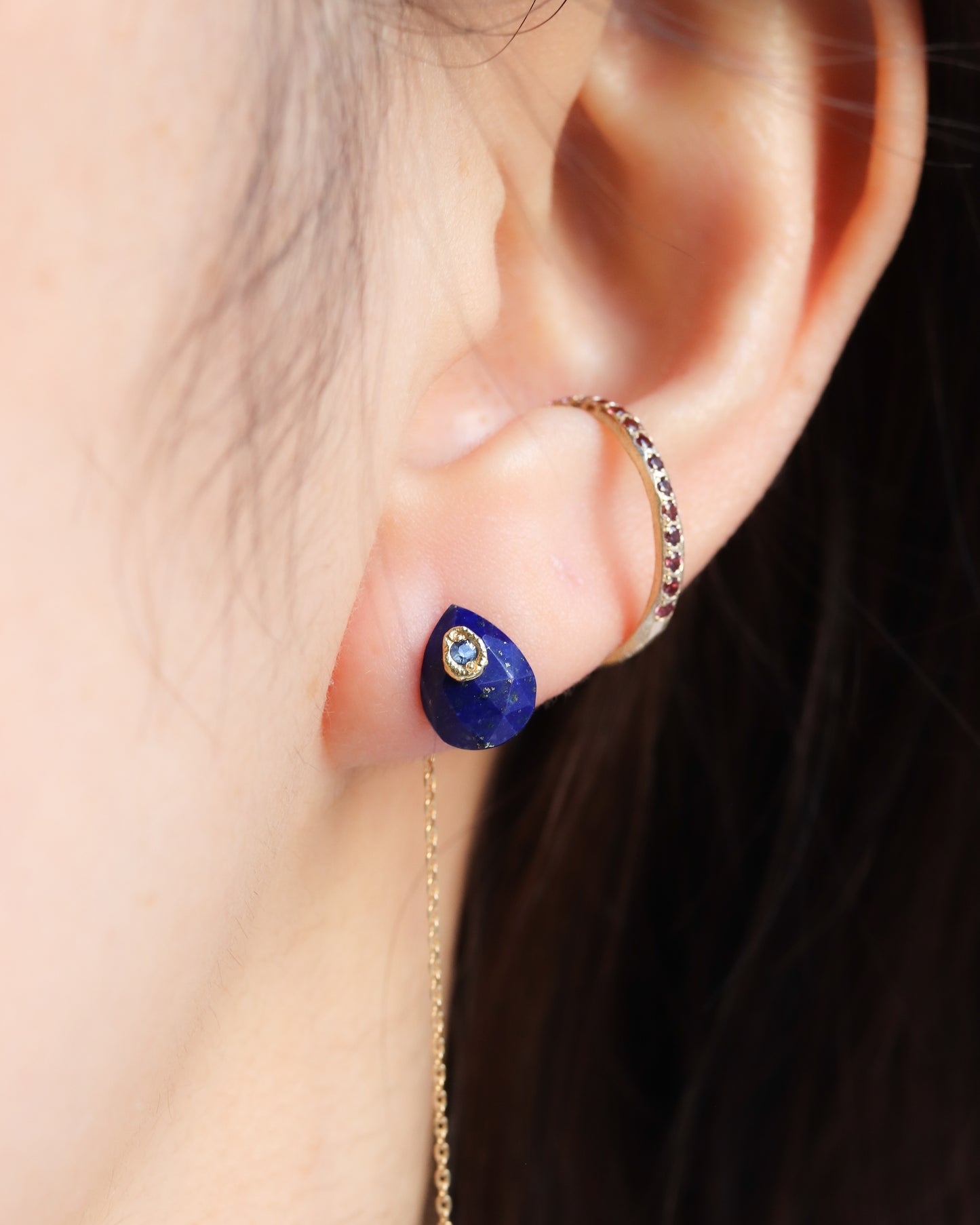 Flat Pierced Earrings - Lapis Lazuli -