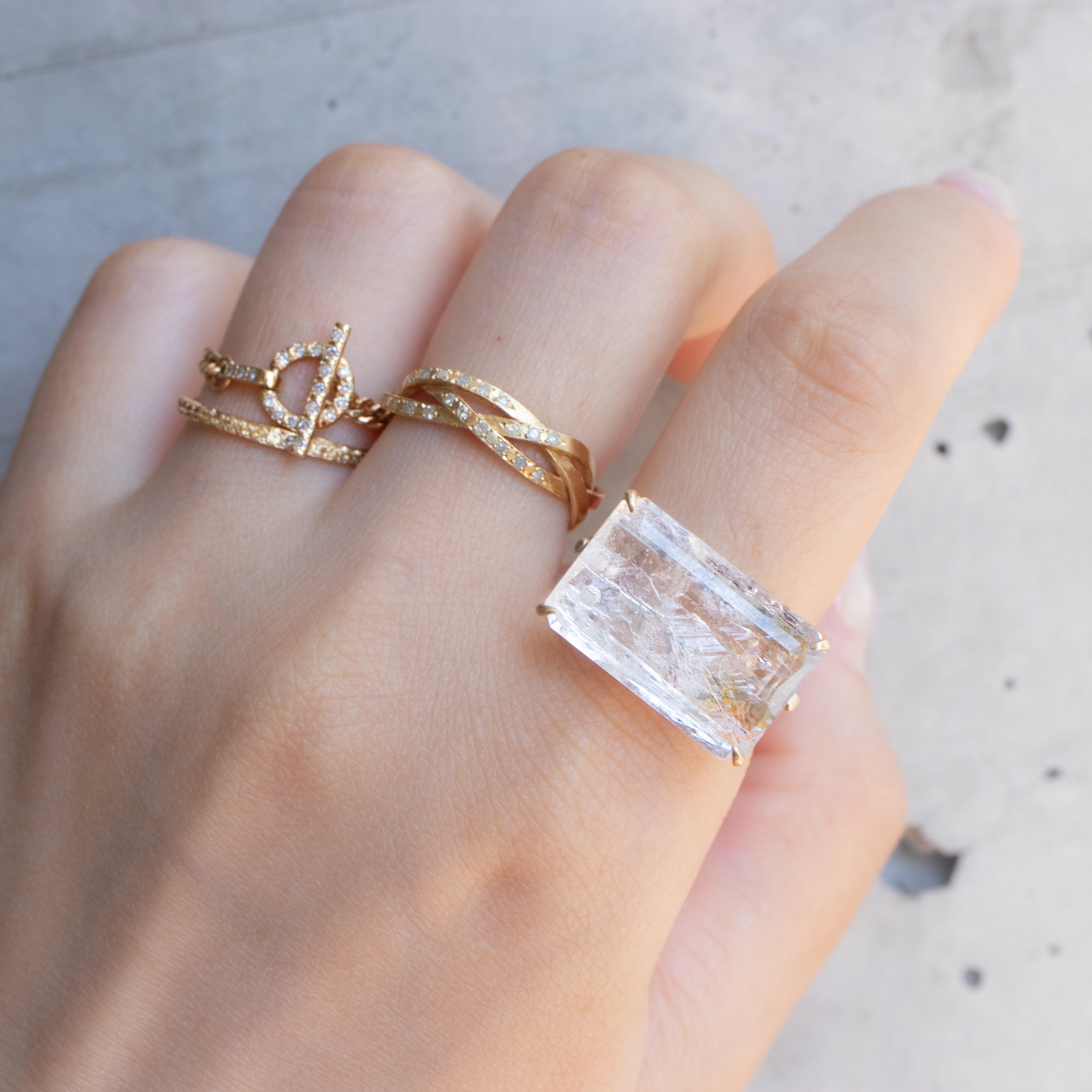 Prong Ring - Gormanite In Quartz -