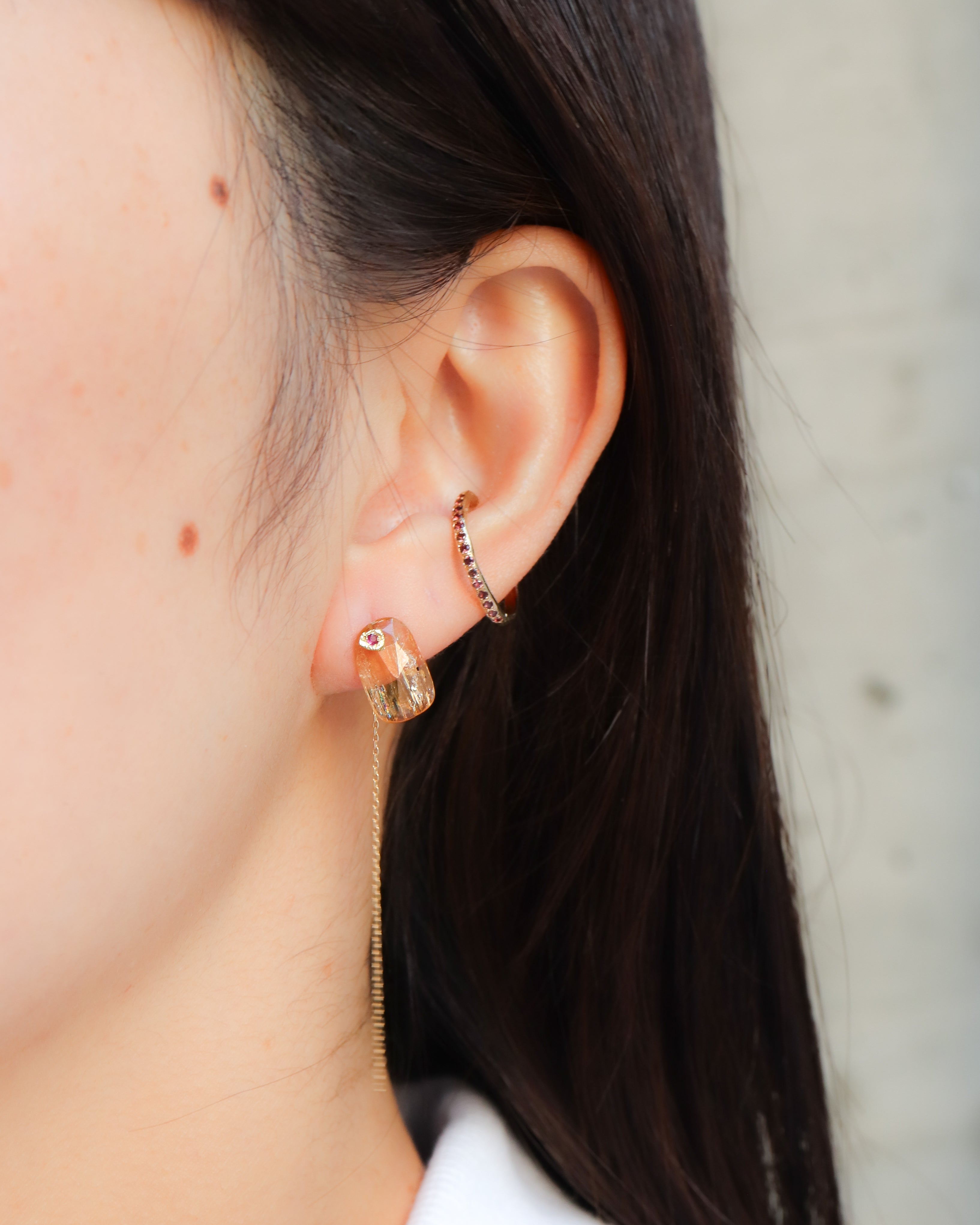 Flat Pierced Earring - Imperial Topaz-