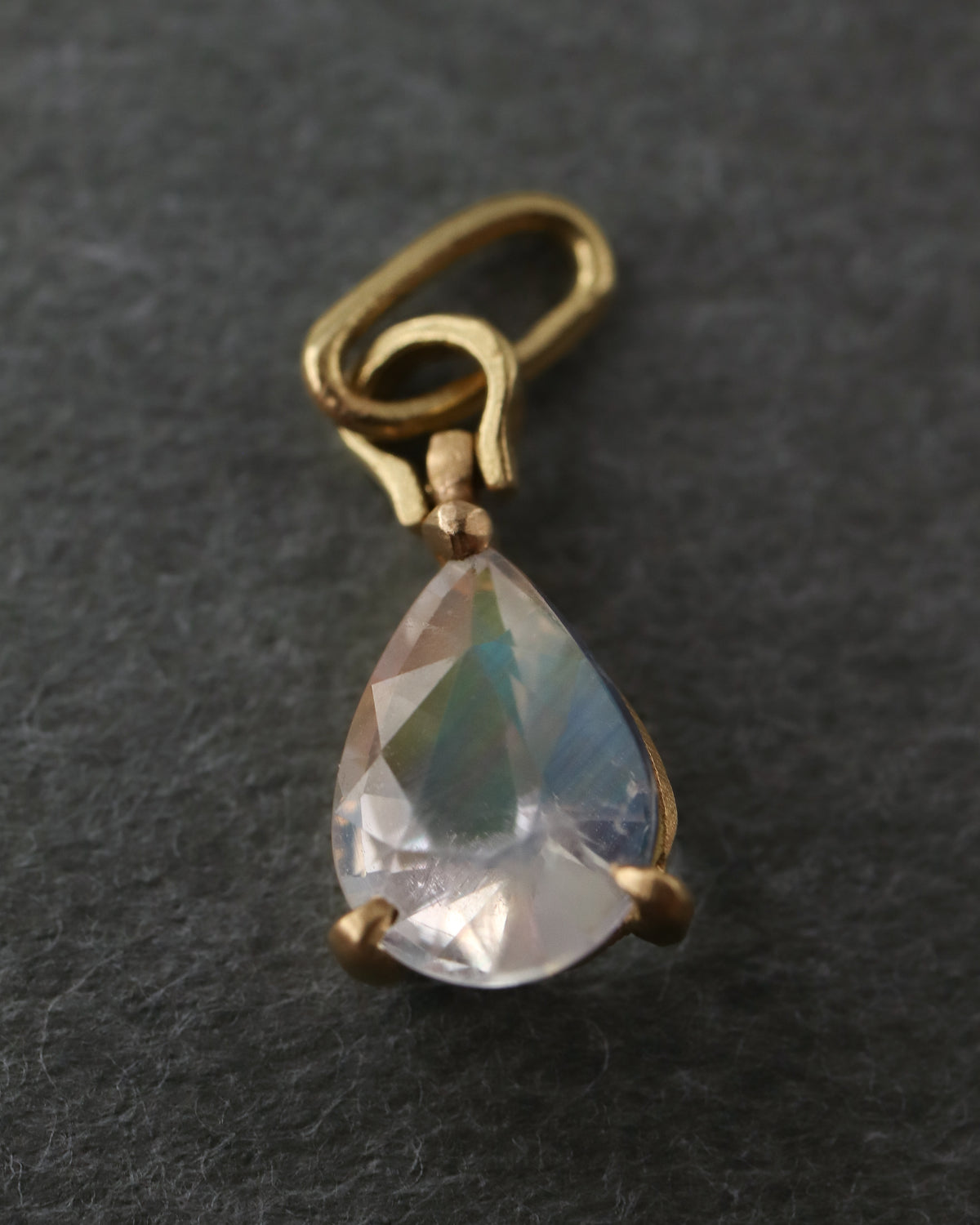 Horse Shoe Prong Necklace - Rainbow Moon Stone -
