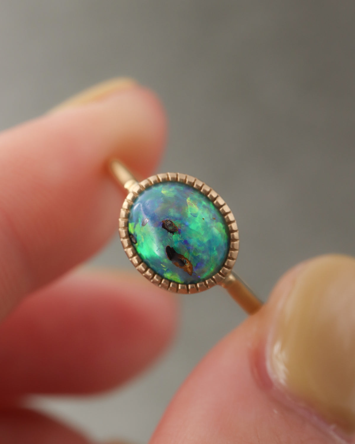 Milgrain Ring - Boulder Opal -