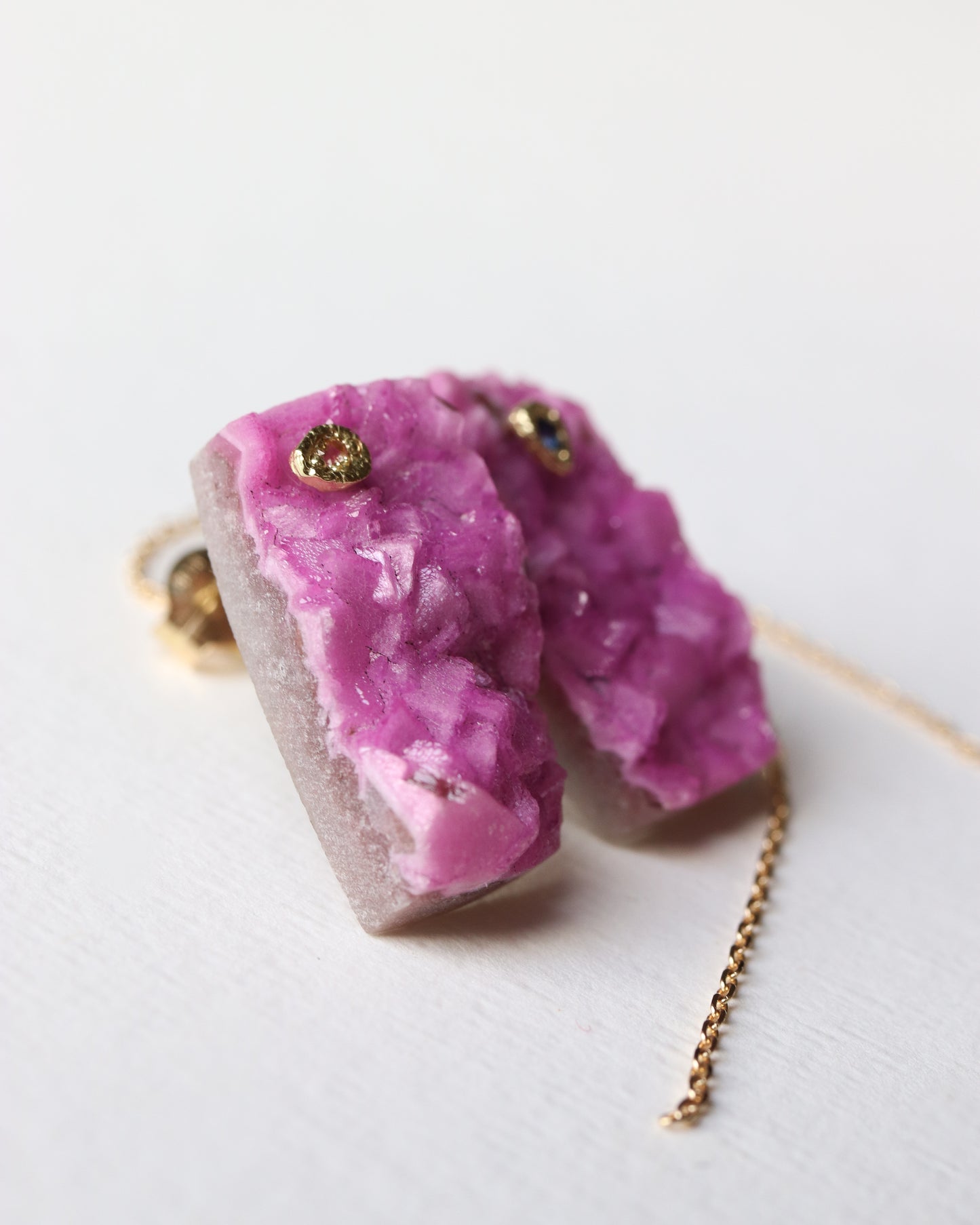 Flat Pierced Earring - Cobalt Calcite -