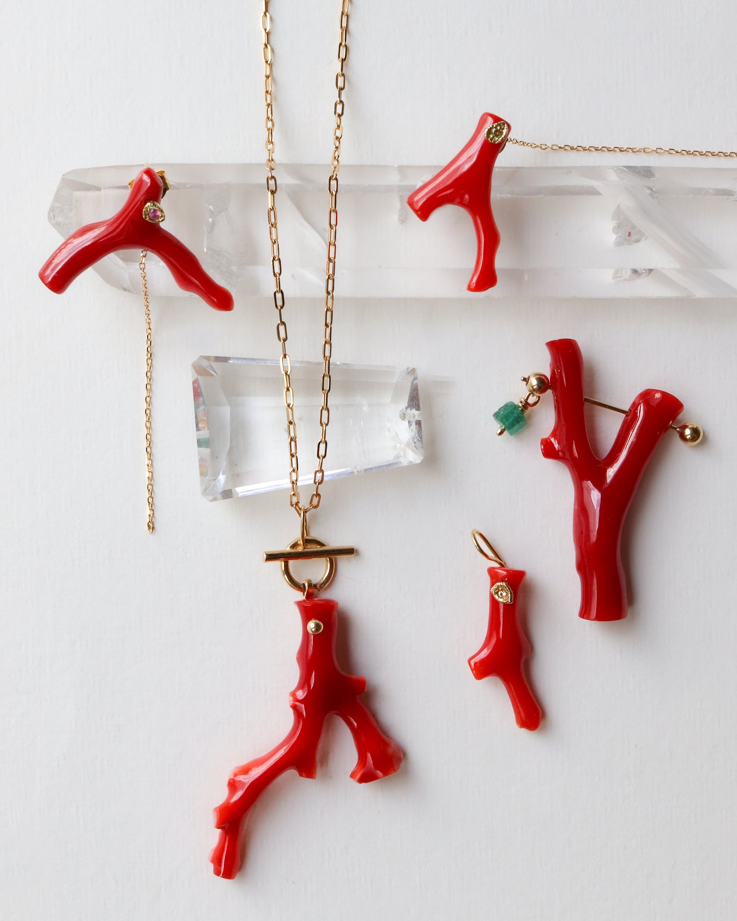 Flat Necklace - Coral -