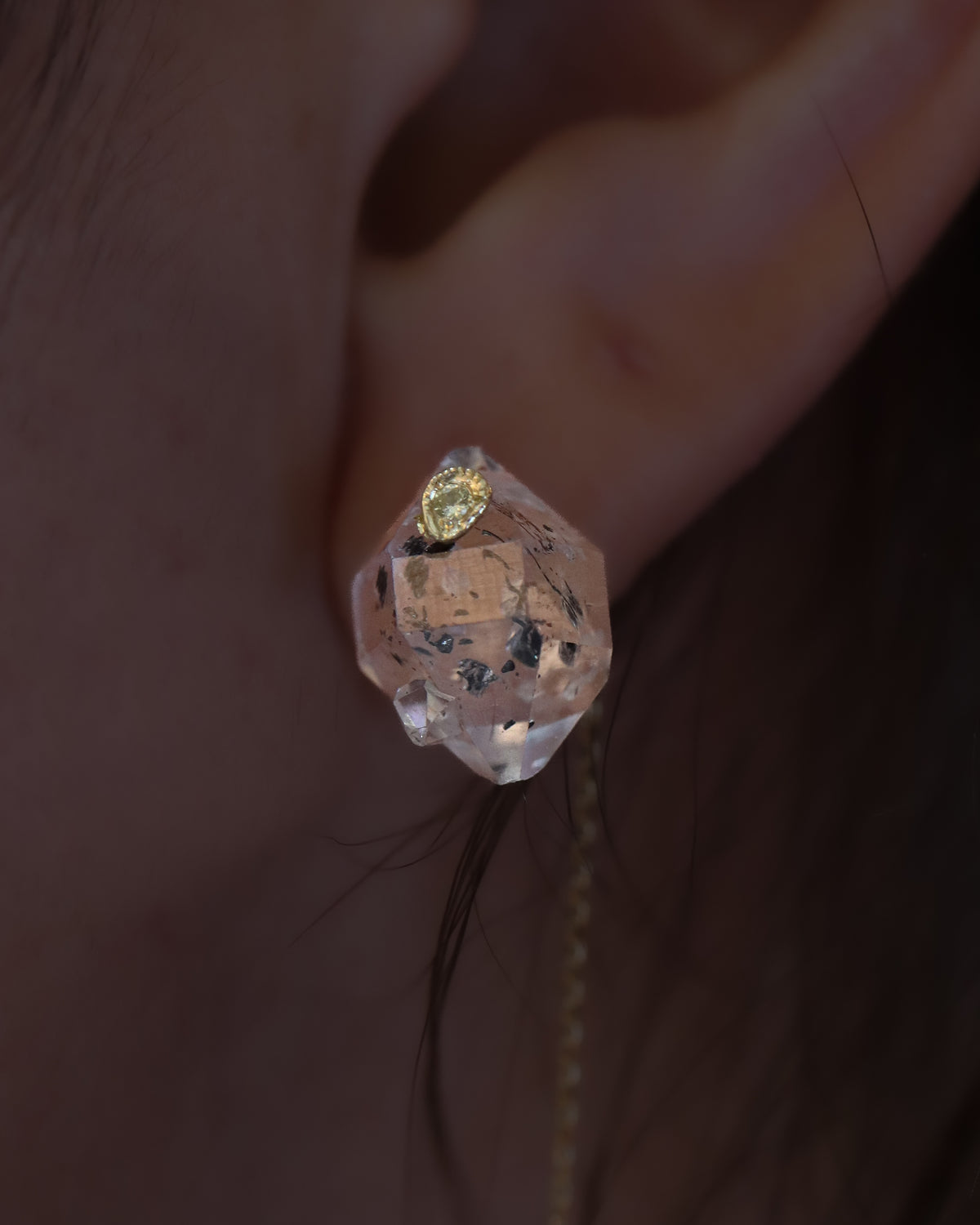 Flat Pierced Earring - Diamond Quartz -