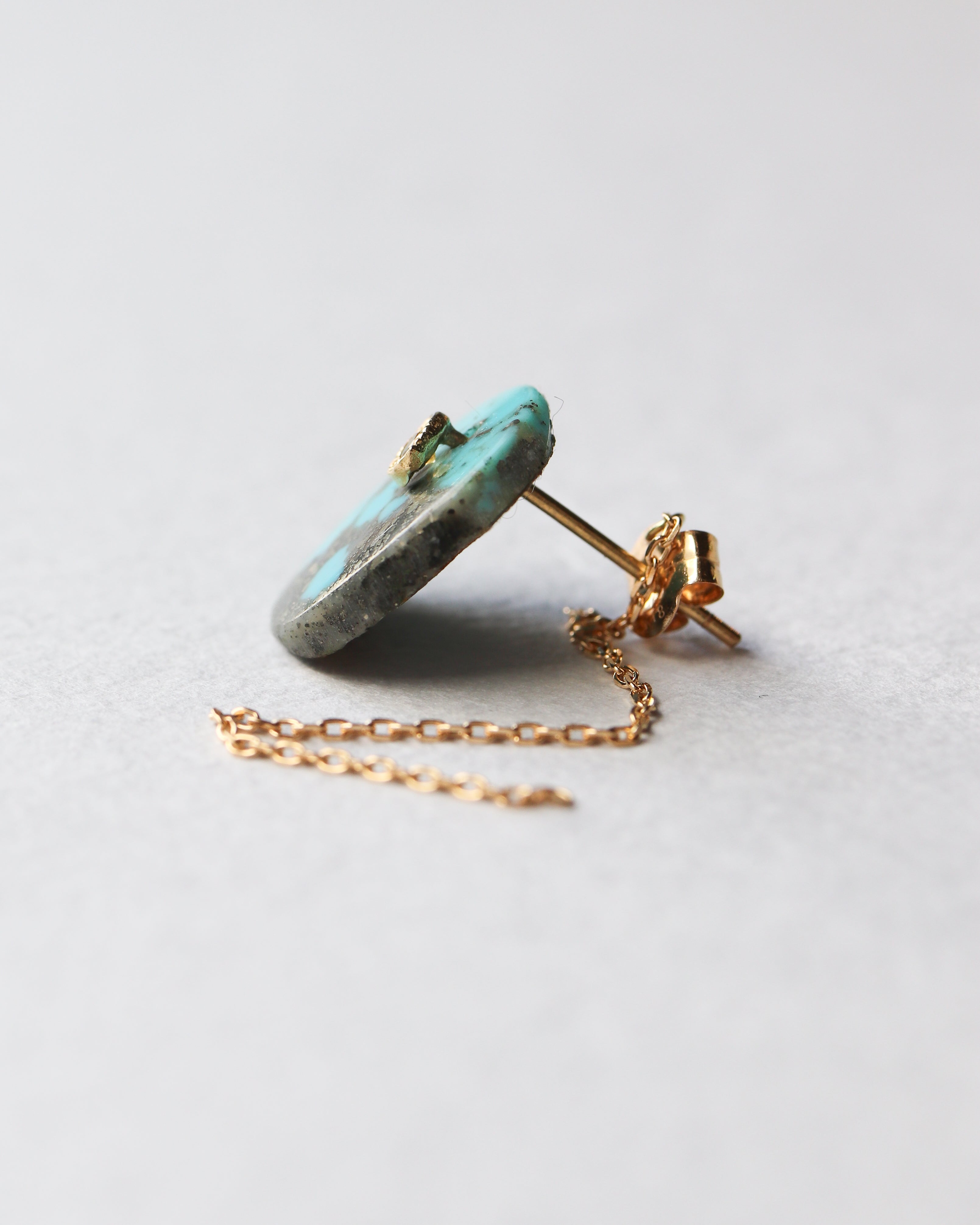 Flat Pierced Earring - Turquoise -