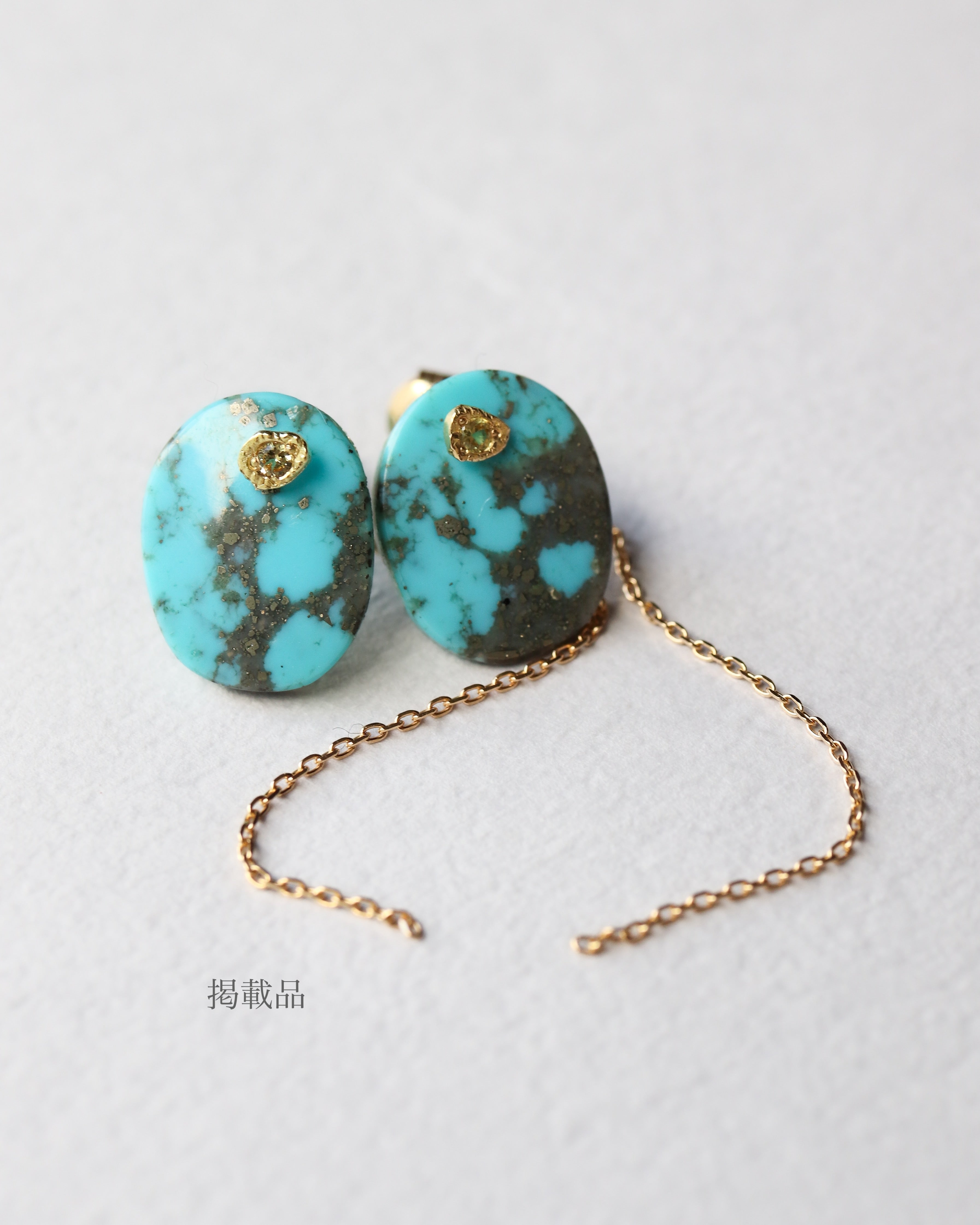 Flat Pierced Earring - Turquoise -