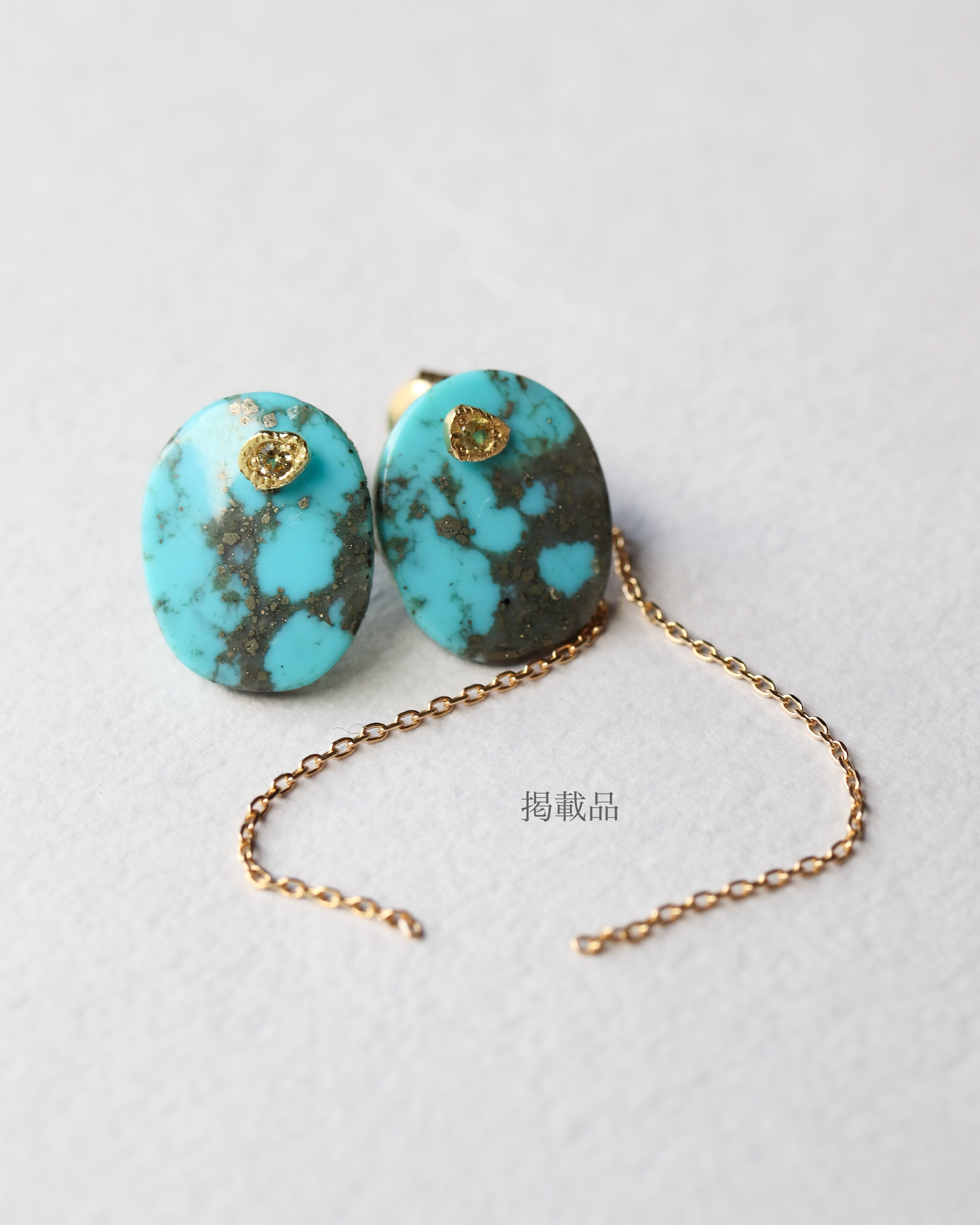 Flat Pierced Earrings - Turquoise -