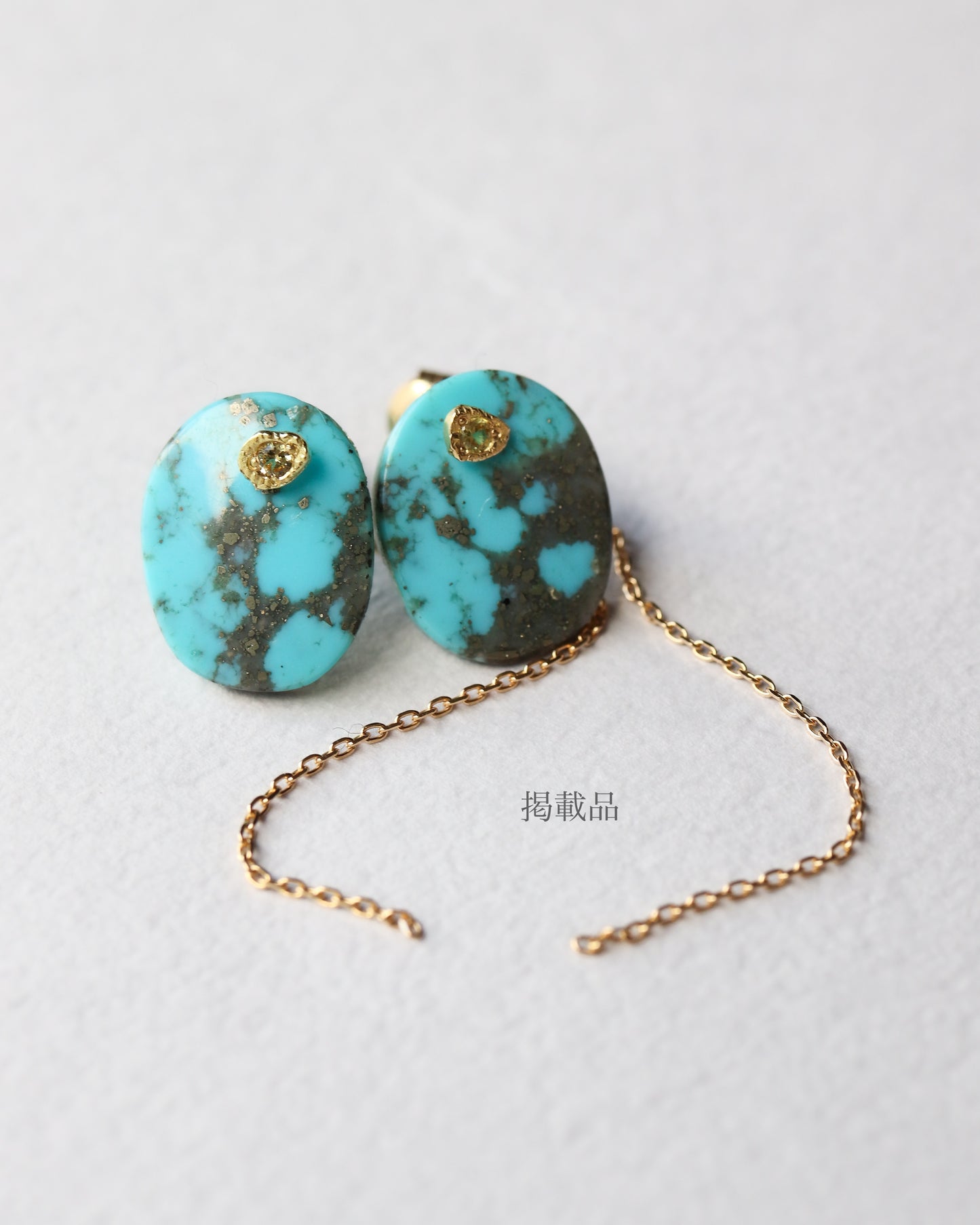 Flat Pierced Earring - Turquoise -