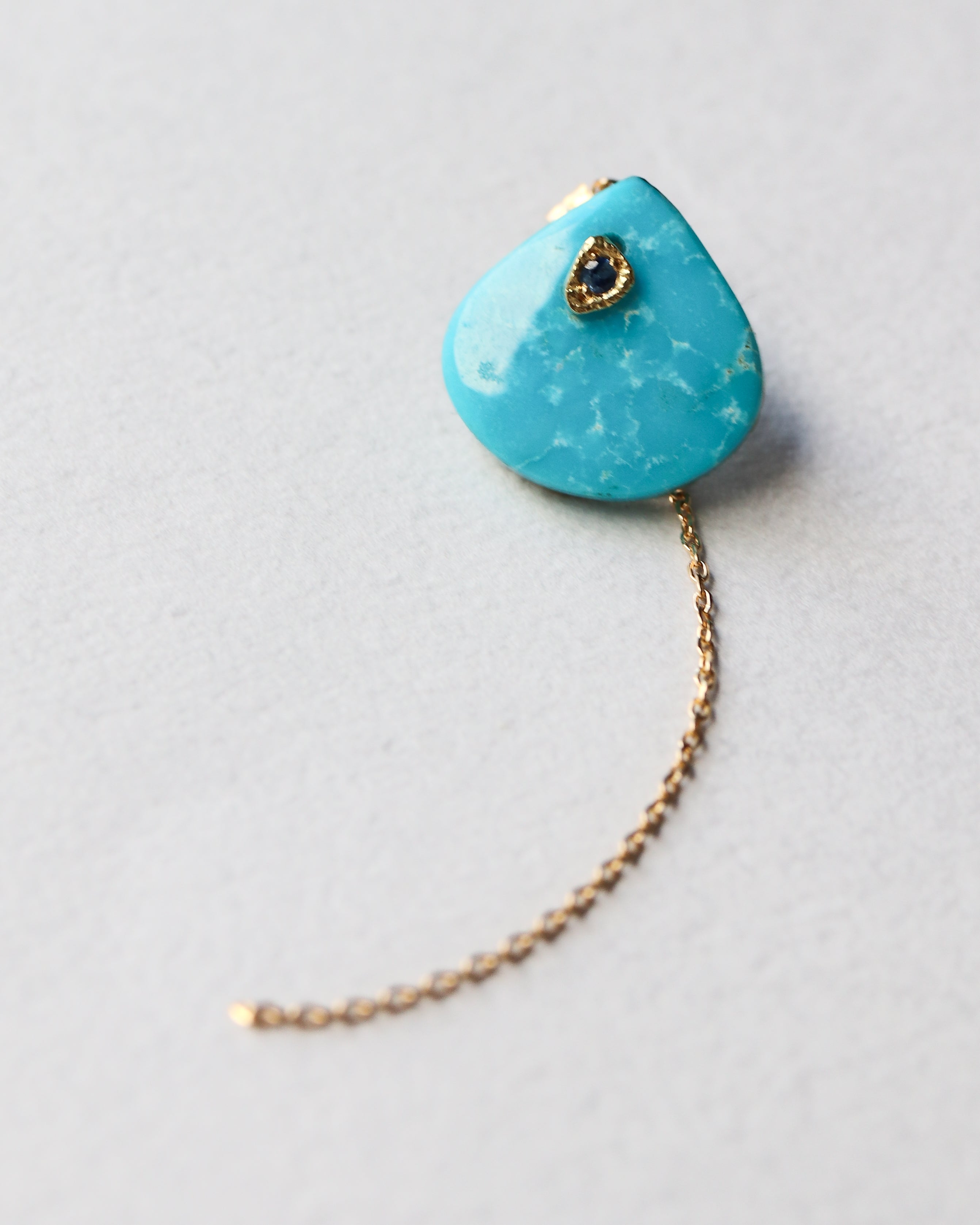Flat Pierced Earring - Turquoise -