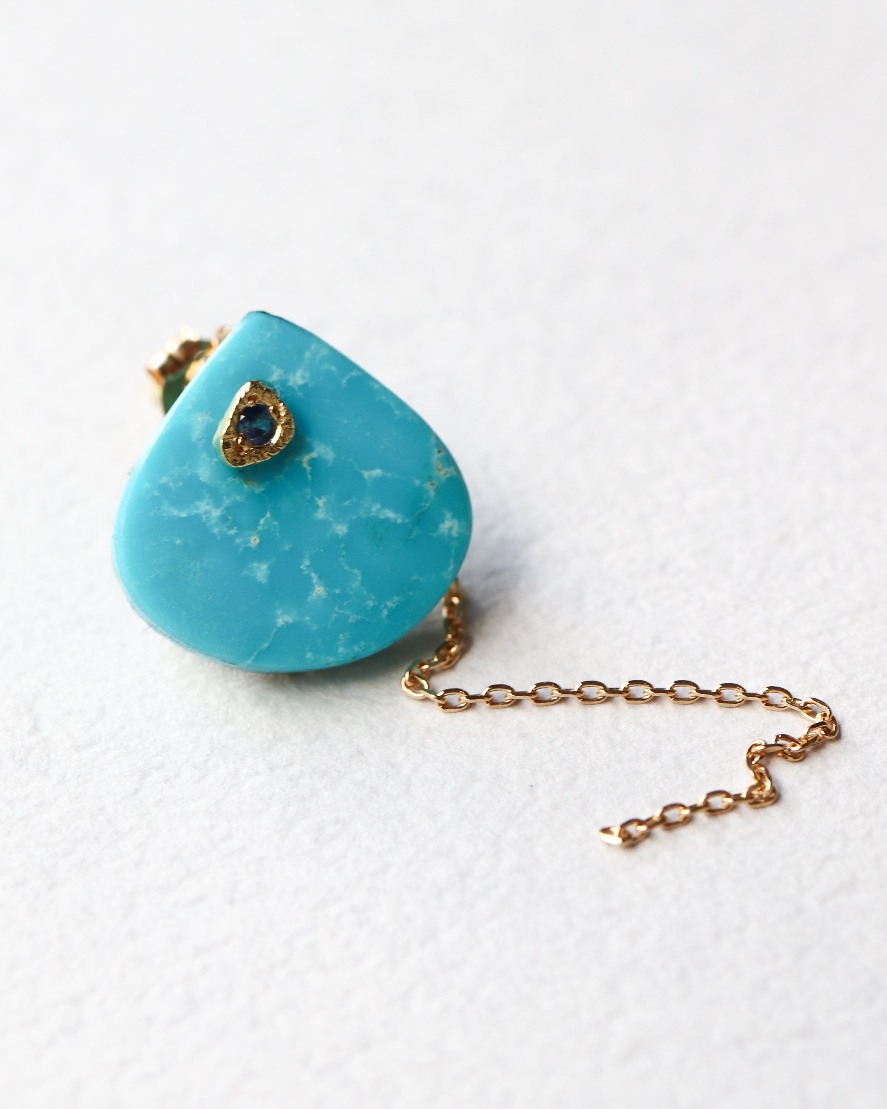 Flat Pierced Earrings - Turquoise -