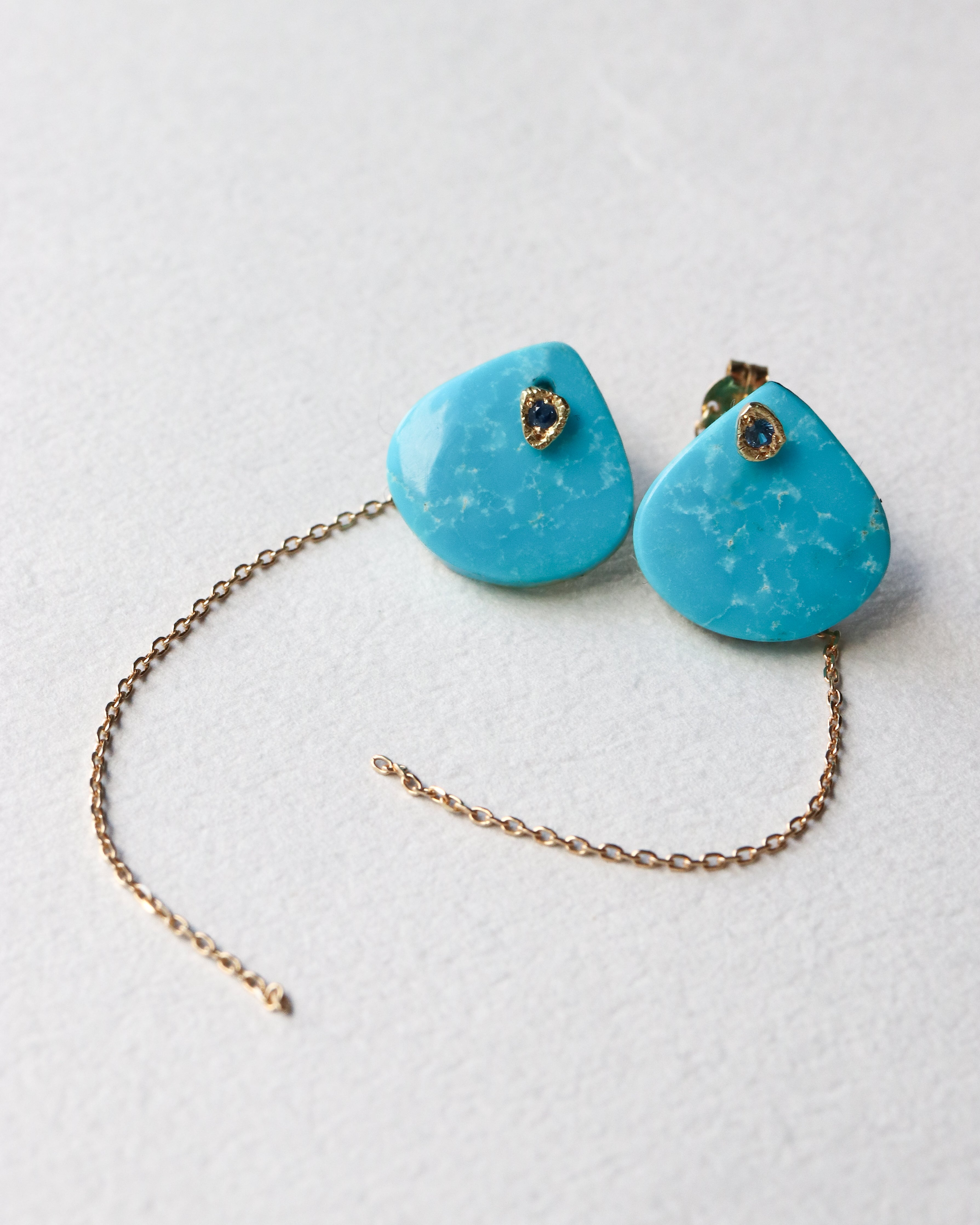 Flat Pierced Earrings - Turquoise -