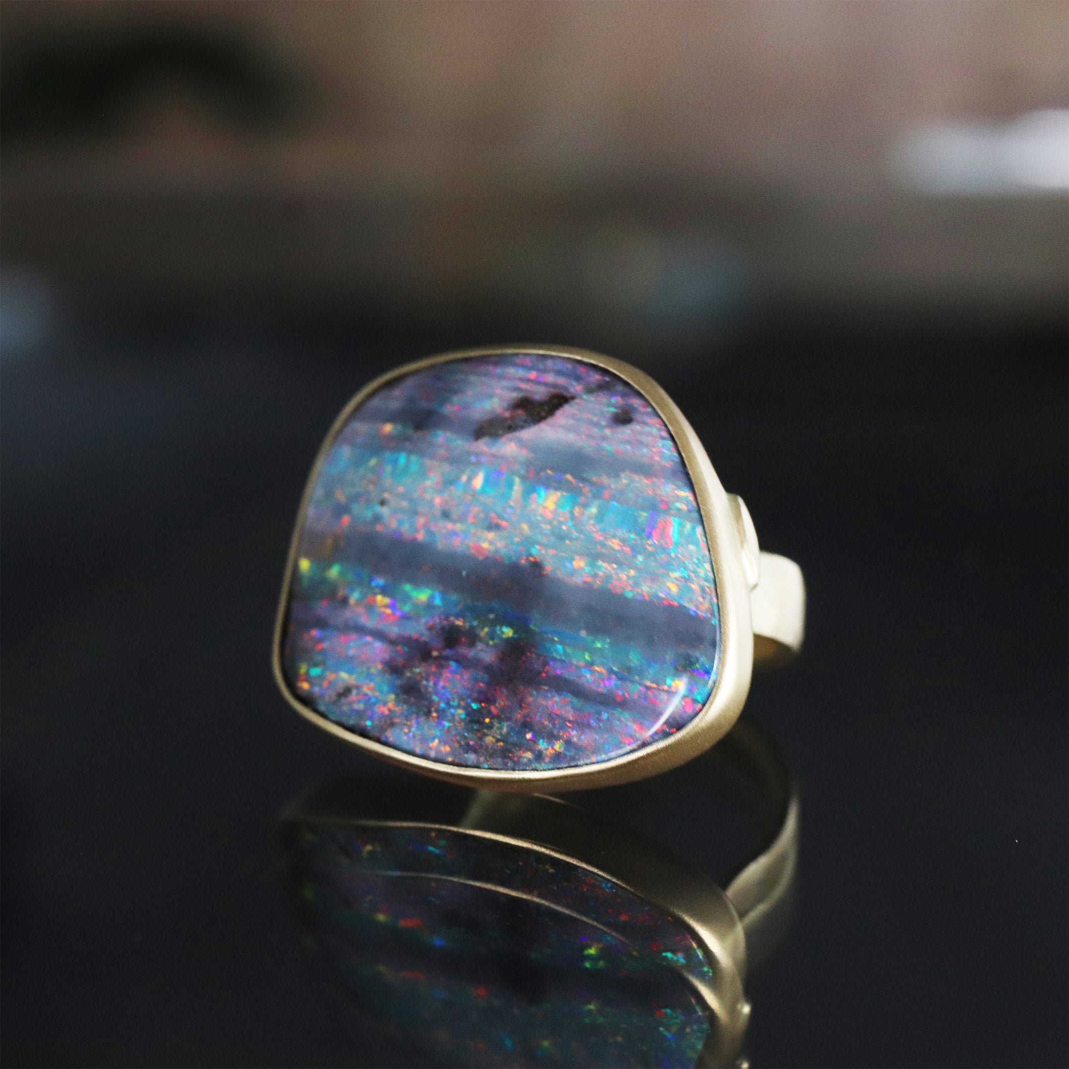 Collet Ring - Boulder Opal -