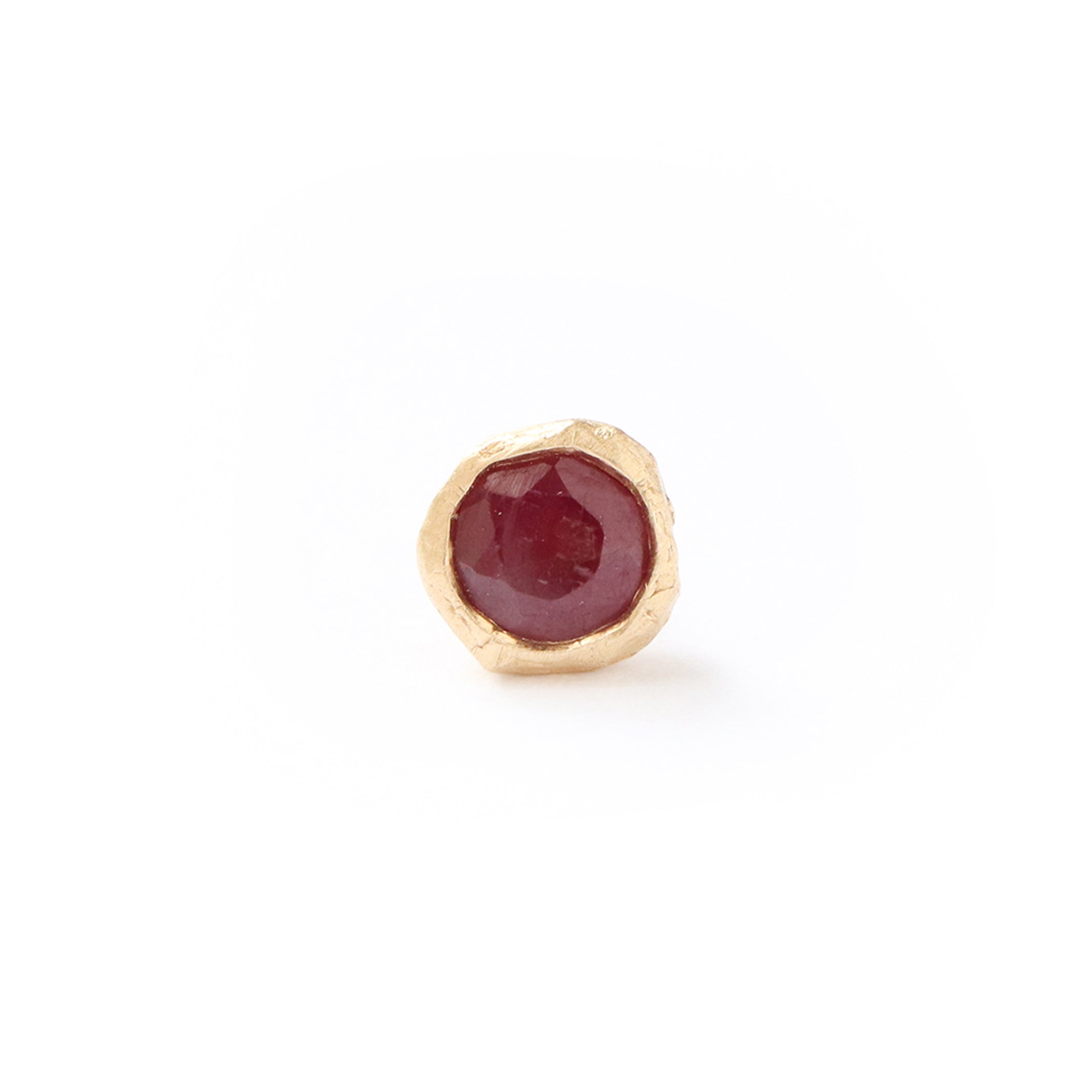 Rough collet Pierced Earring - Ruby -
