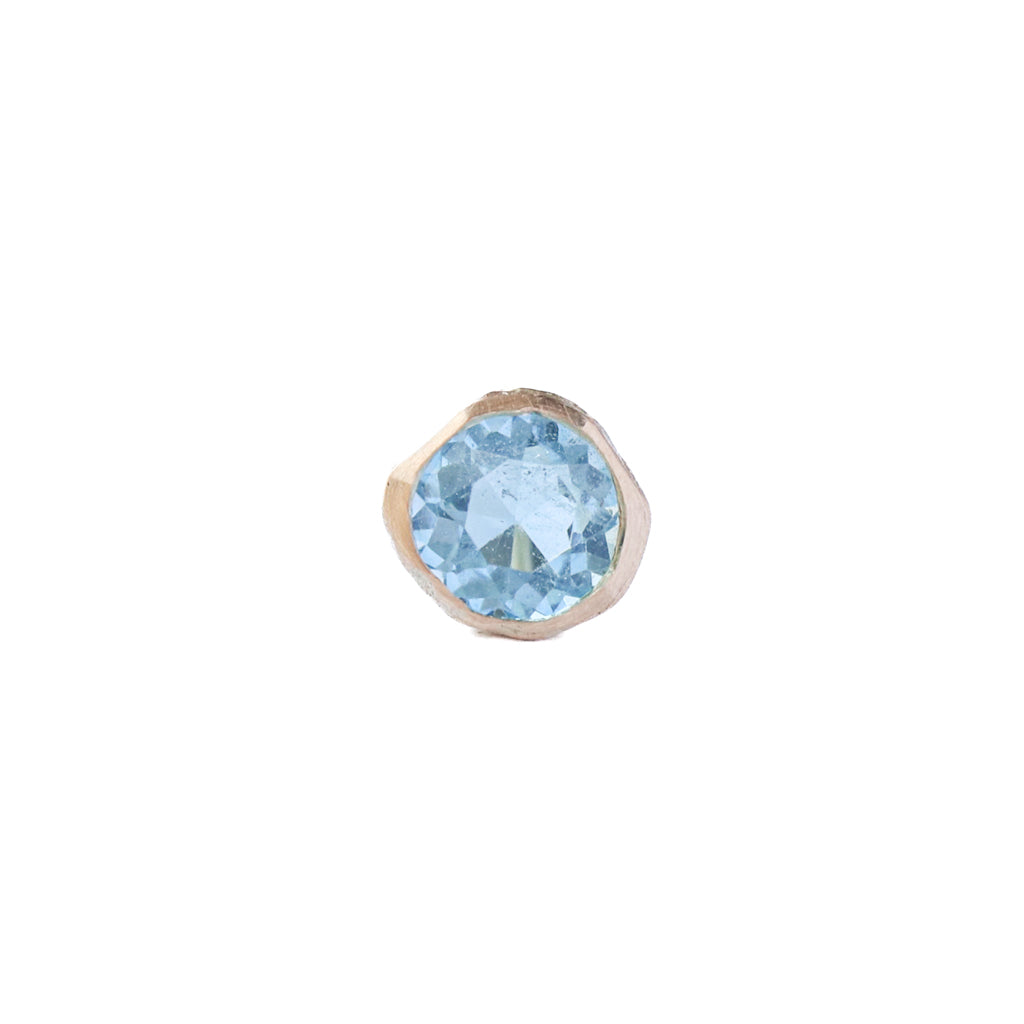 Rough collet Pierced Earring - Blue Topaz -