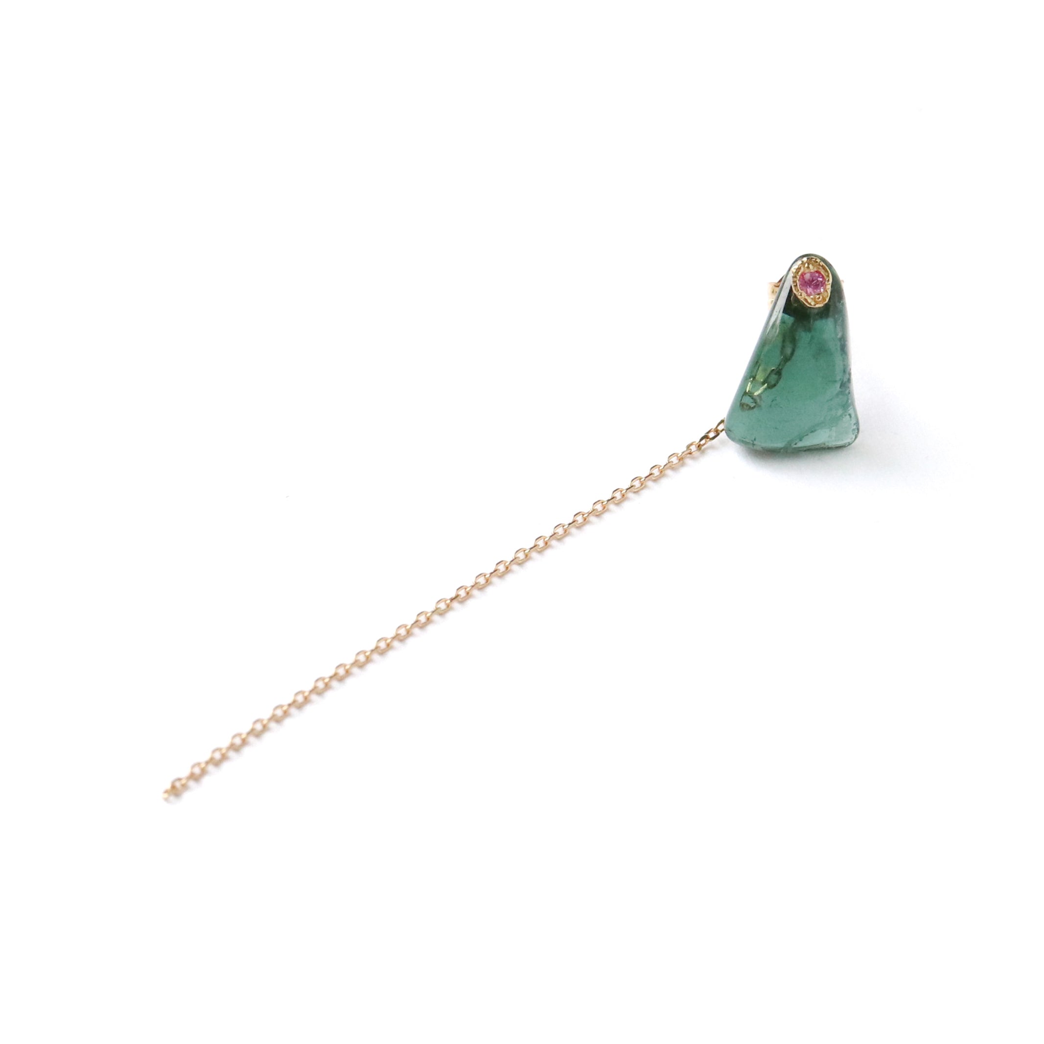 Flat Pierced Earring - Tourmaline -