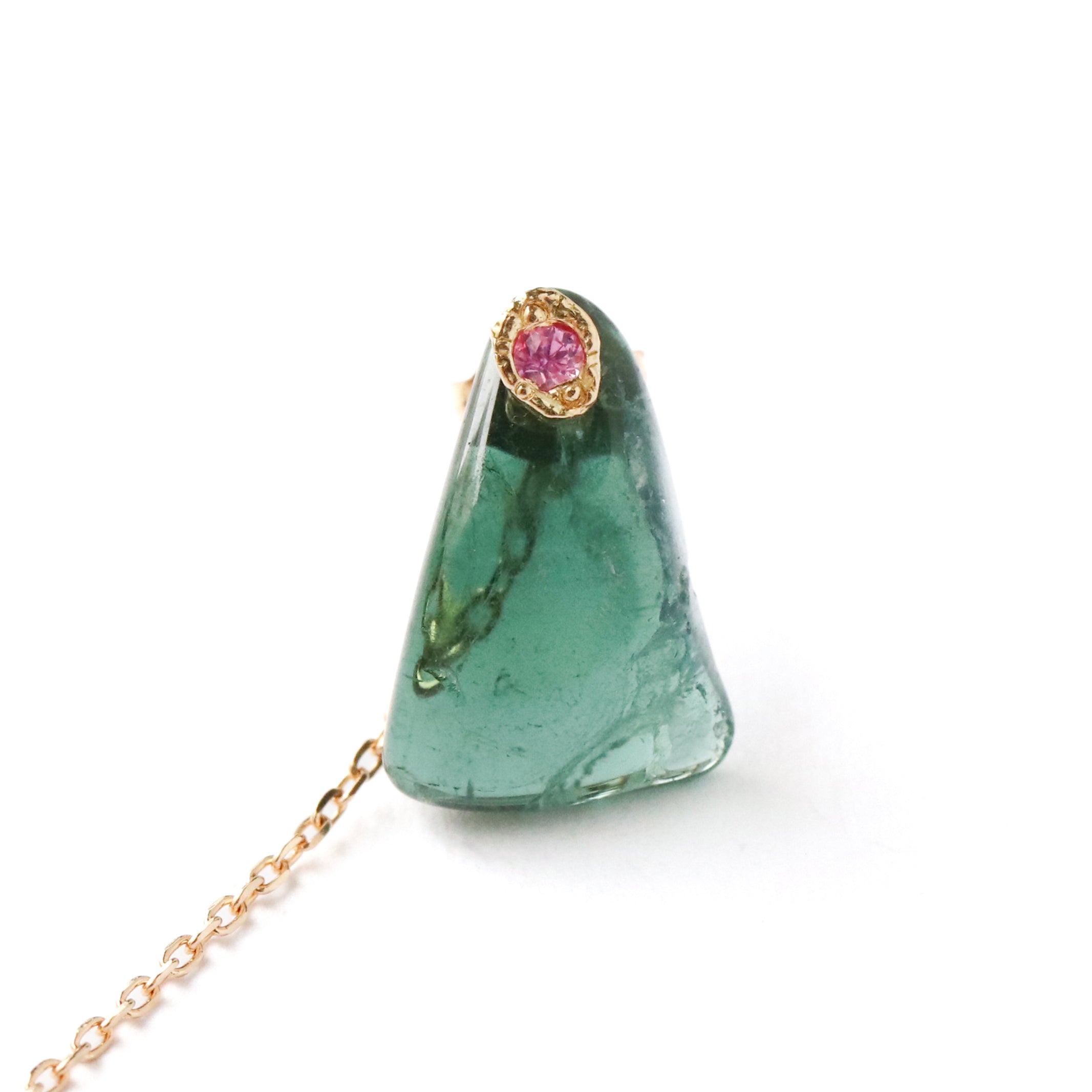 Flat Pierced Earring - Tourmaline -