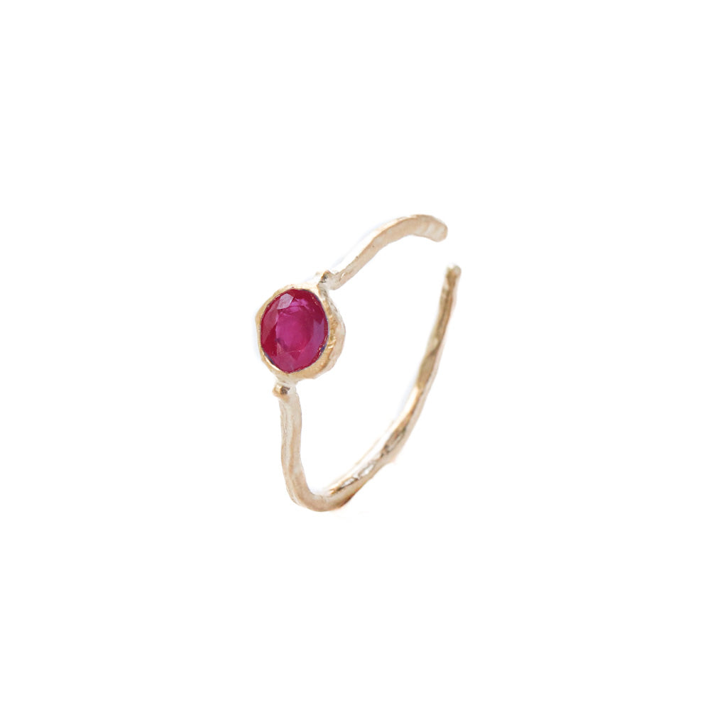 Rough Collet Ear Cuff - Ruby -
