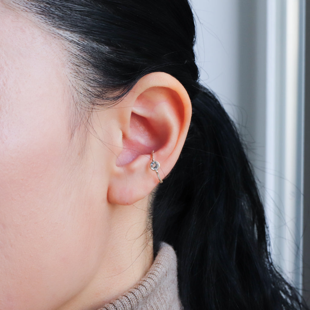Rough Collet Ear Cuff - Aquamarine -