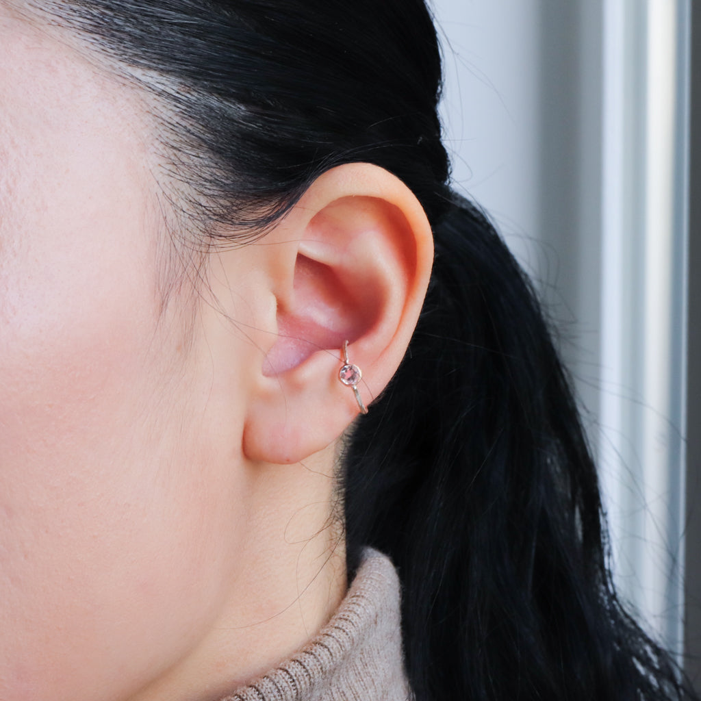 Rough Collet Ear Cuff - Pink Tourmaline -