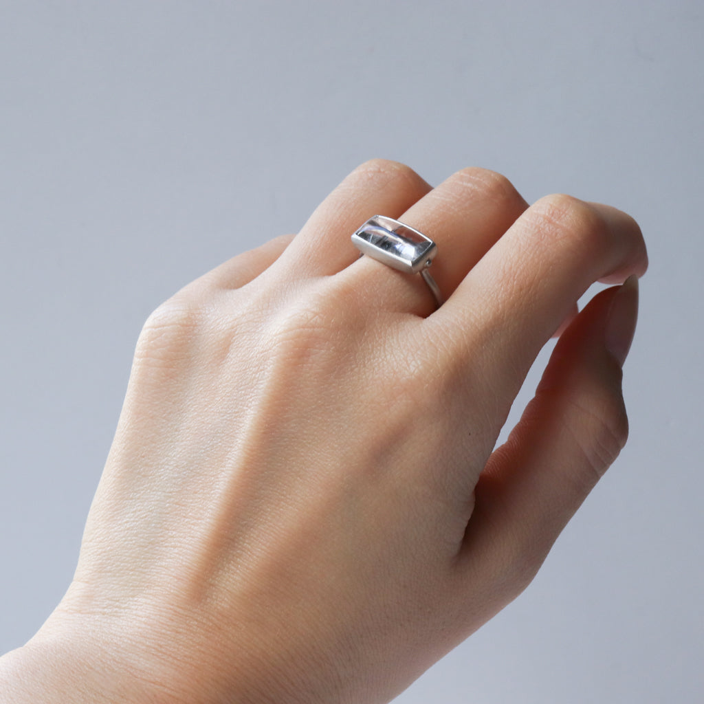 Collet Ring - Platinum Rutilated Quartz -