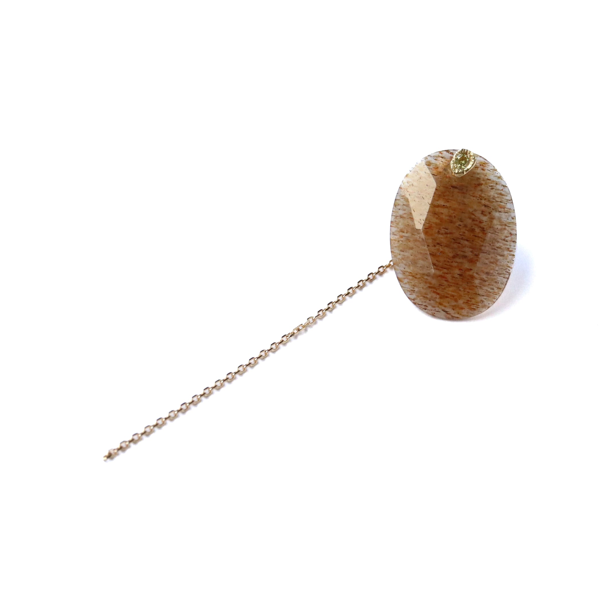 Flat Pierced Earring - Goldensunstone -