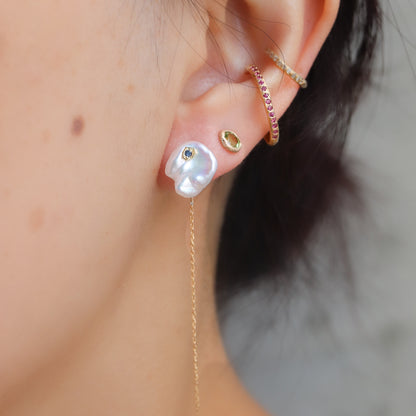 Flat Pierced Earrings - Keshi Pearl -