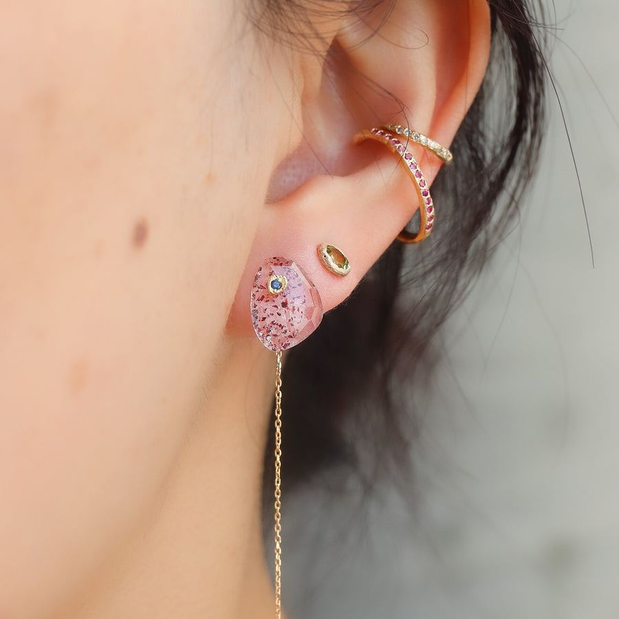 【期間限定】Flat Pierced Earring - Strawberry Quart -