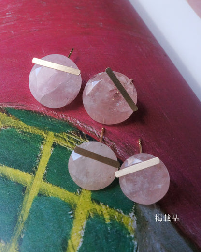 Bar stone Pierced Earring - Morganite -