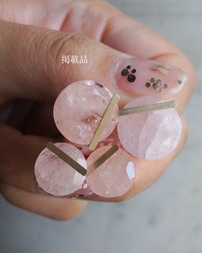 Bar stone Pierced Earring - Morganite -