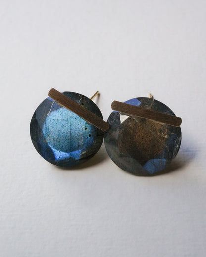 Bar stone Pierced Earring - Labradorite -