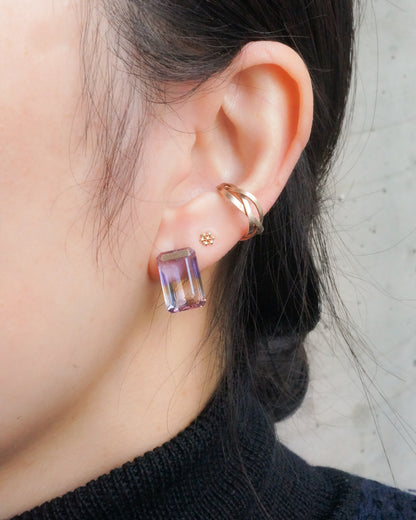 Bar stone Pierced Earring - Ametrine -