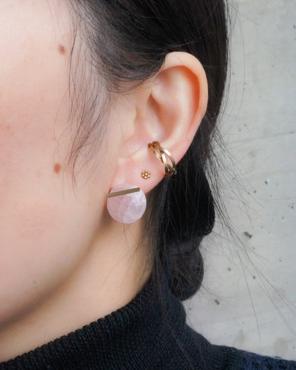 Bar stone Pierced Earring - Morganite -