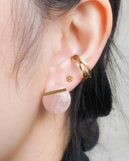 Bar stone Pierced Earring - Morganite -