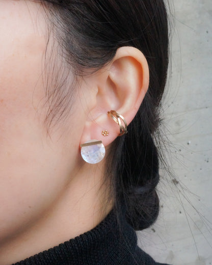 Bar stone Pierced Earring - Rainbow Moon Stone -