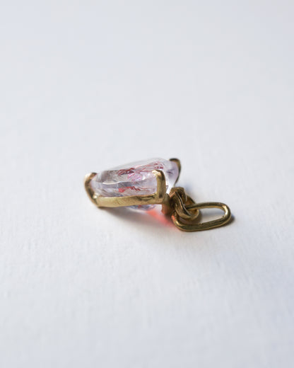 HorseShoe prong Necklace  - Strawberry Quartz -