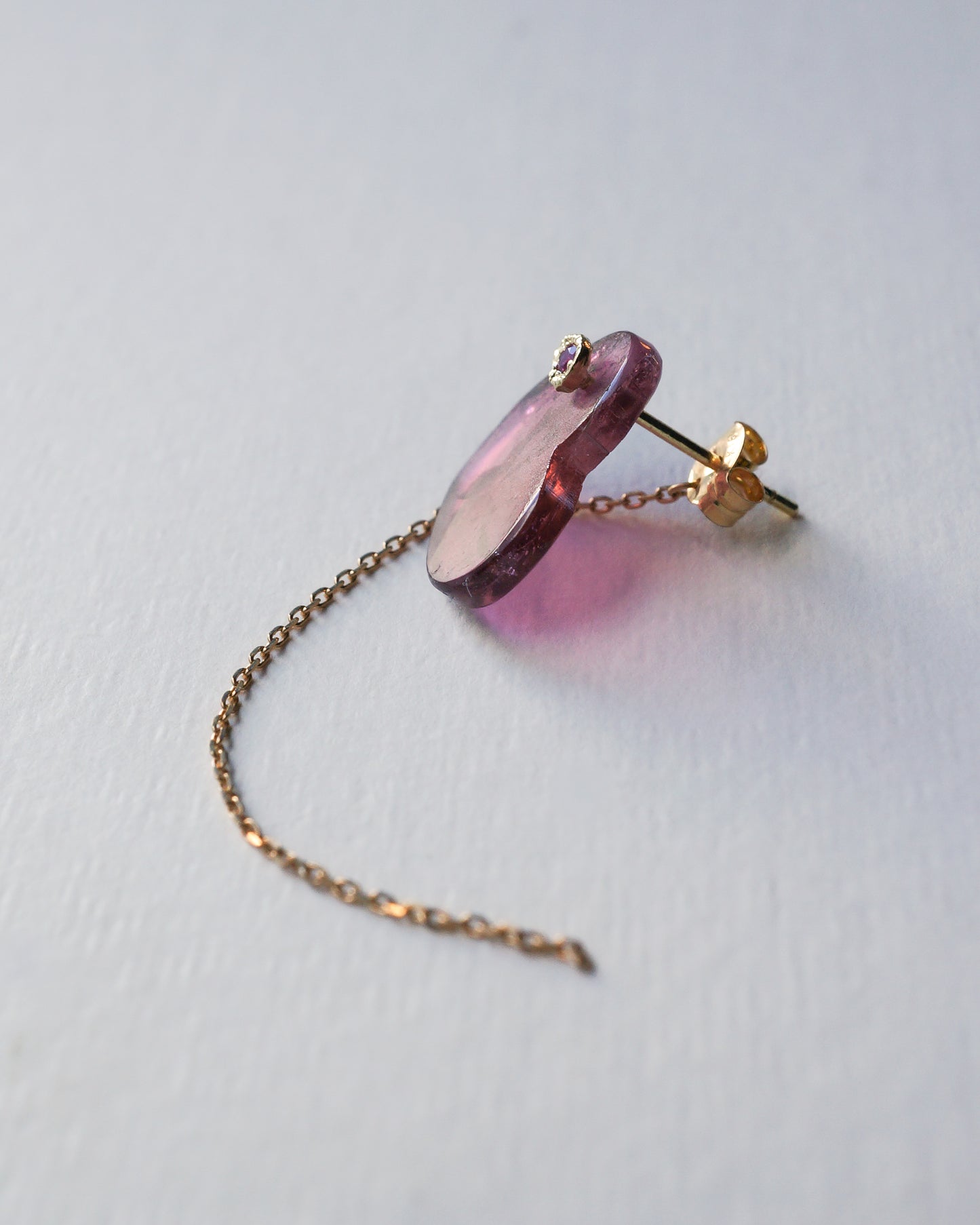 Flat Pierced Earring - Bicolor Tourmaline -