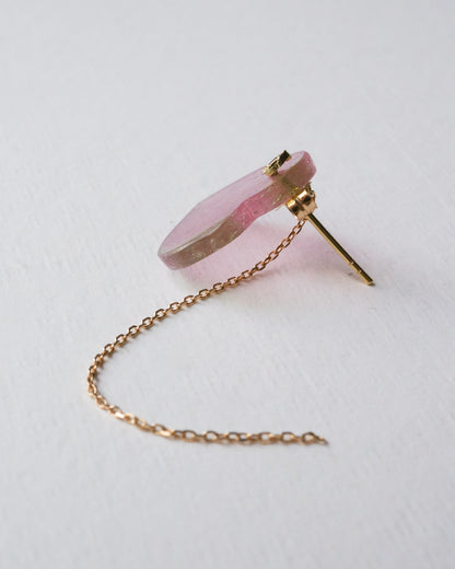 Flat Pierced Earring - Bicolor Tourmaline -