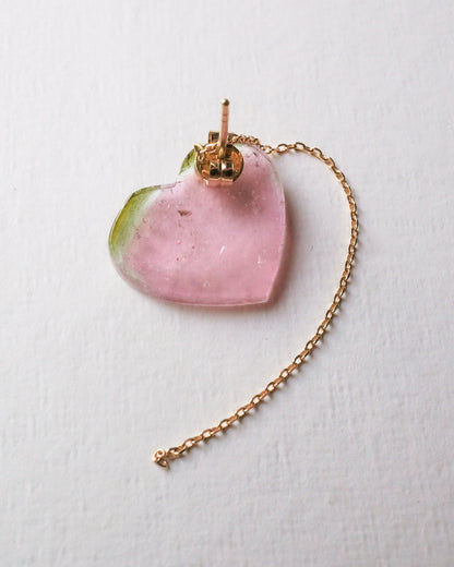 Flat Pierced Earring - Bicolor Tourmaline -