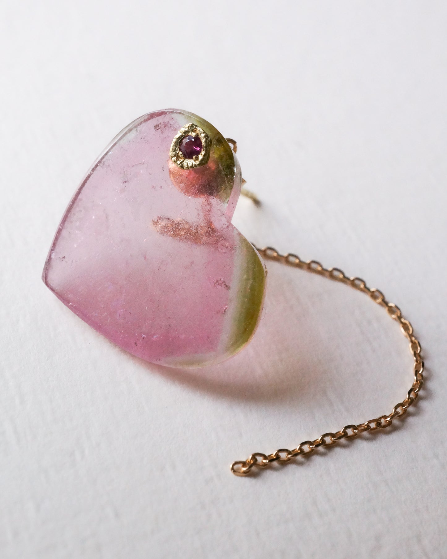 Flat Pierced Earring - Bicolor Tourmaline -