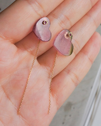 Flat Pierced Earring - Bicolor Tourmaline -