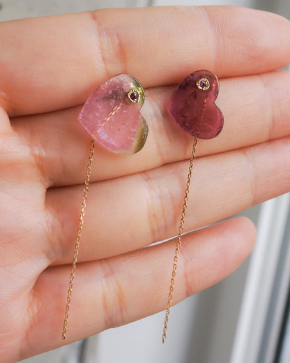 Flat Pierced Earring - Bicolor Tourmaline -