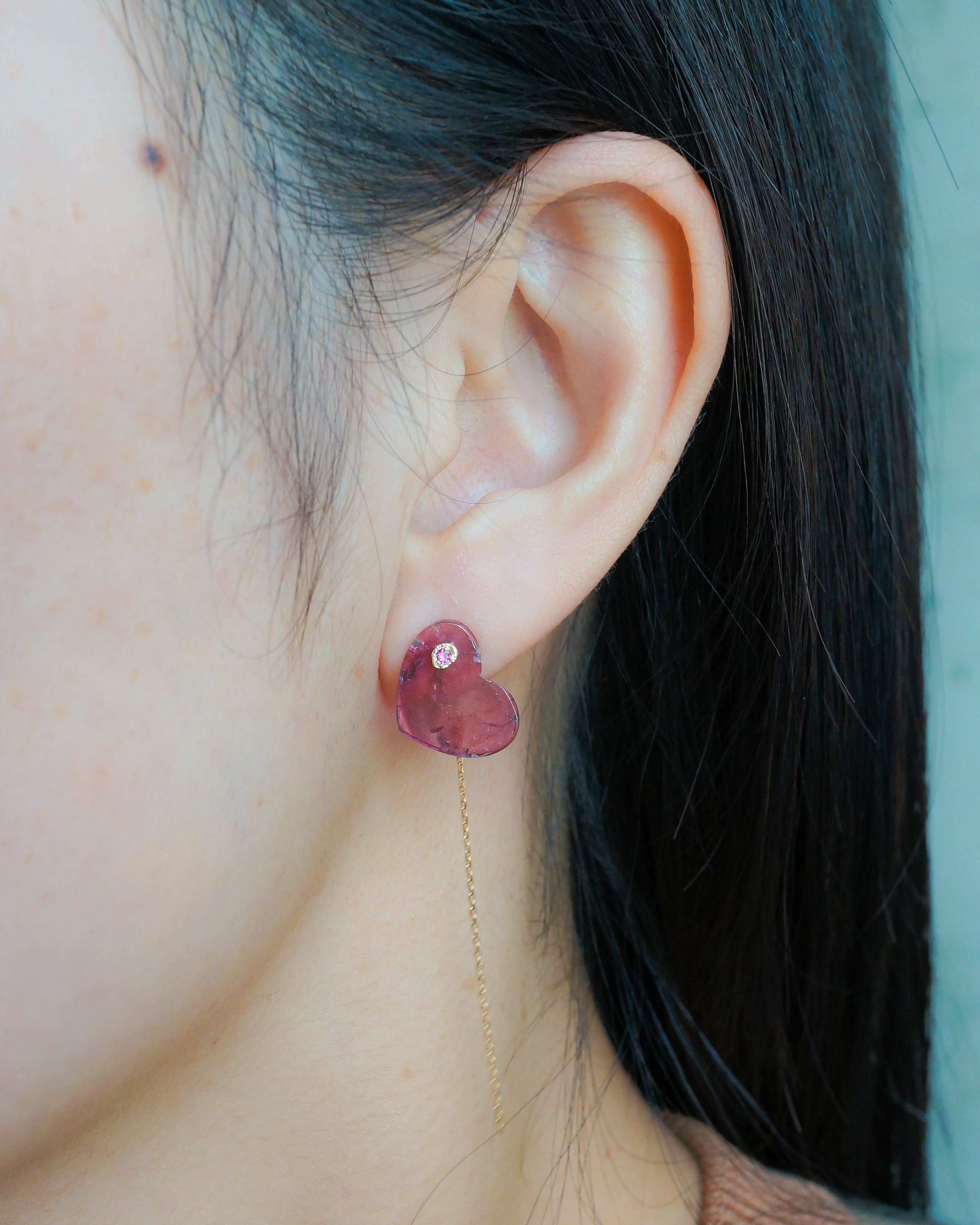 Flat Pierced Earring - Bicolor Tourmaline - – MONAKA jewellery