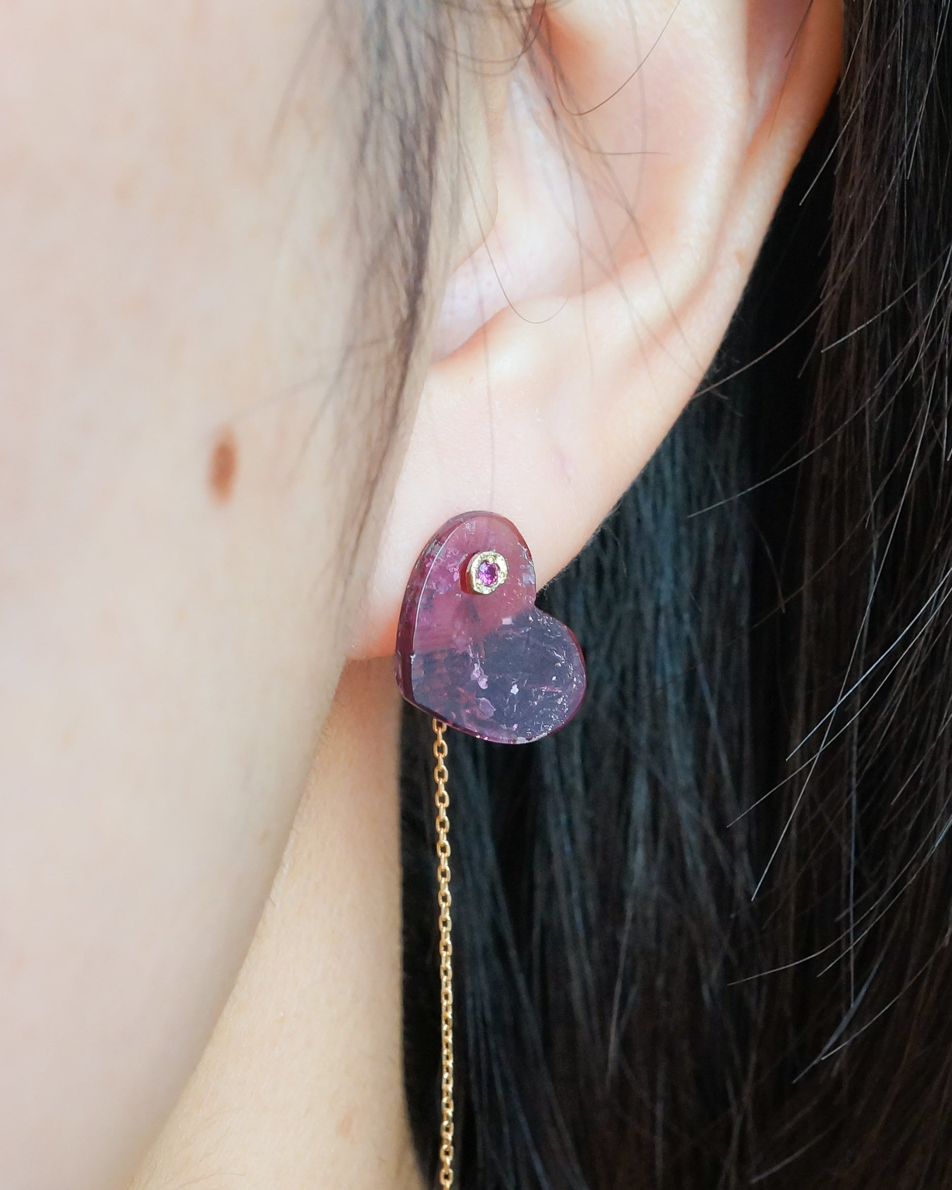 Flat Pierced Earring - Bicolor Tourmaline - – MONAKA jewellery