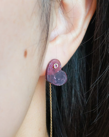 Flat Pierced Earring - Bicolor Tourmaline -